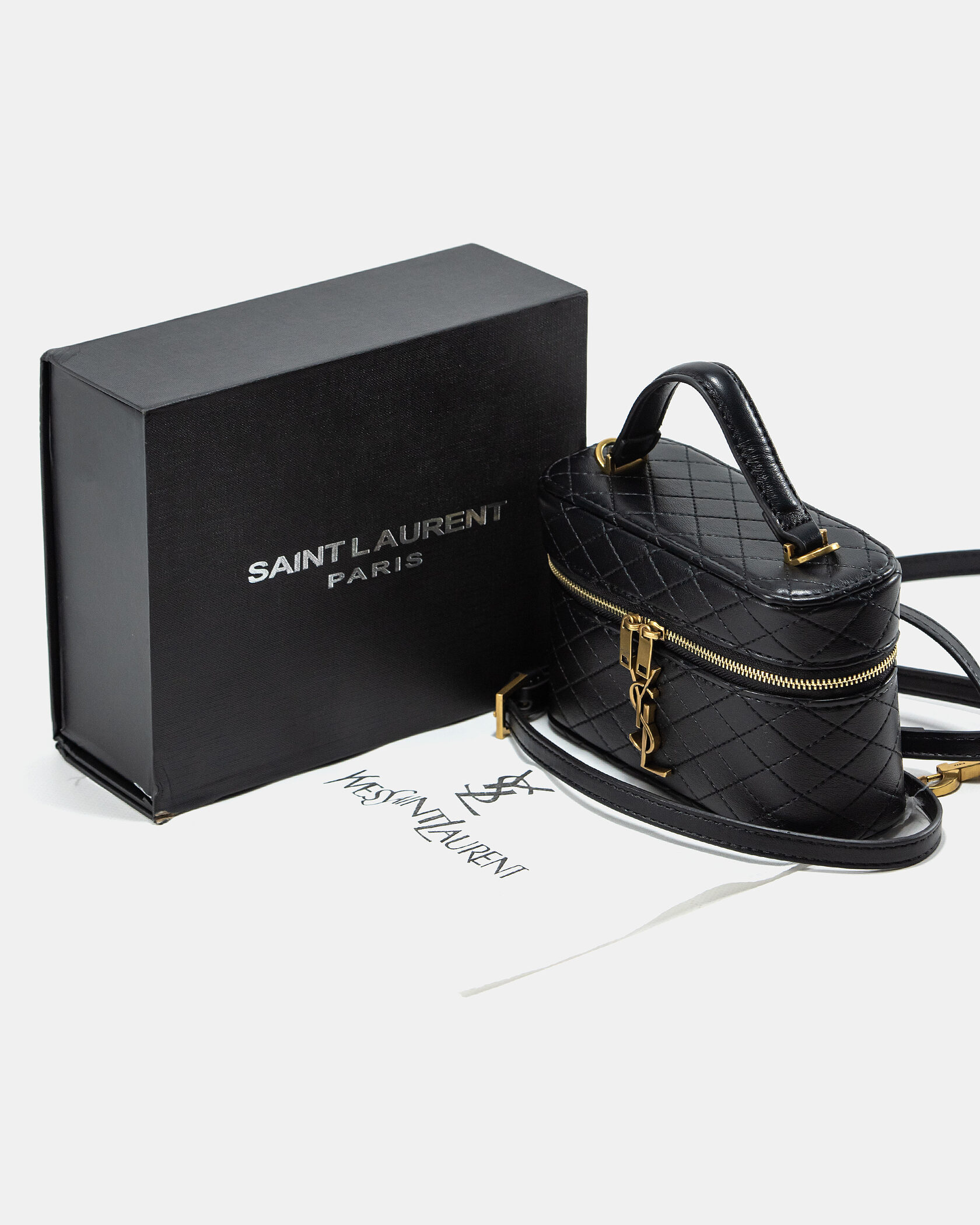 Saint Laurent Gaby Vanity Leather Shoulder Bag Black - 2