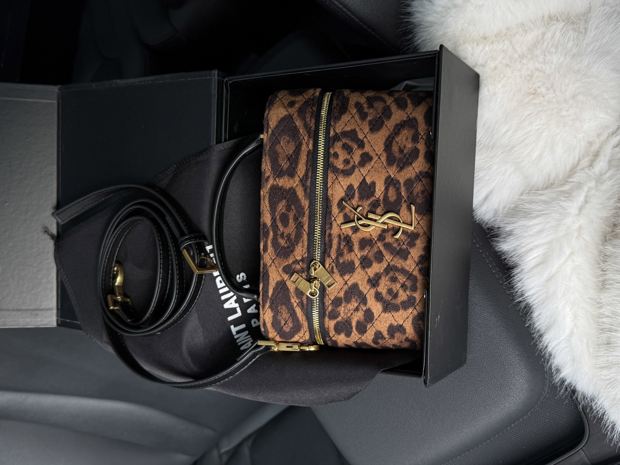 Saint Laurent Gaby Vanity Textile Shoulder Bag Leo/Brown - 9