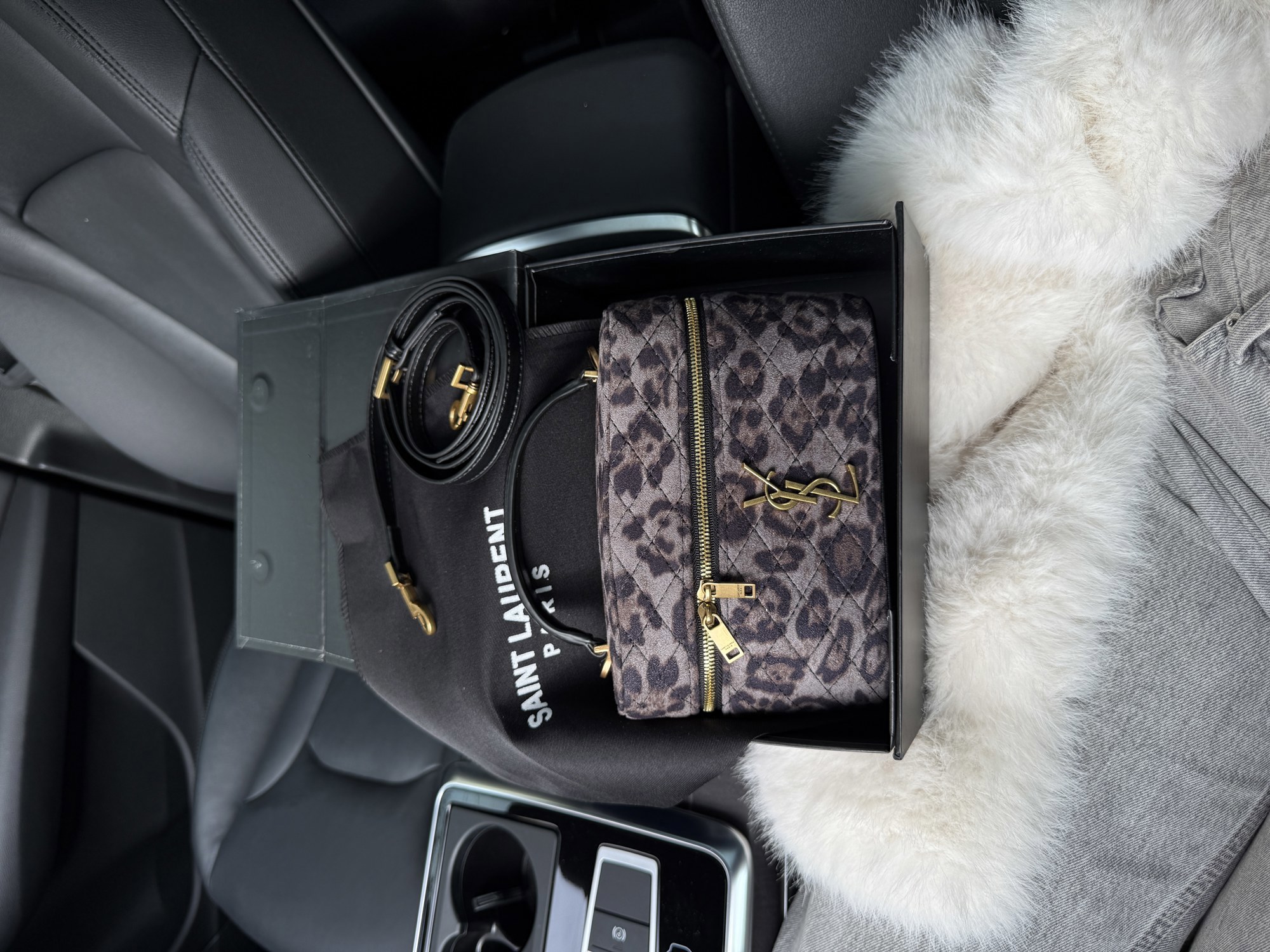 Saint Laurent Gaby Vanity Textile Shoulder Bag Leo/Grey - 9