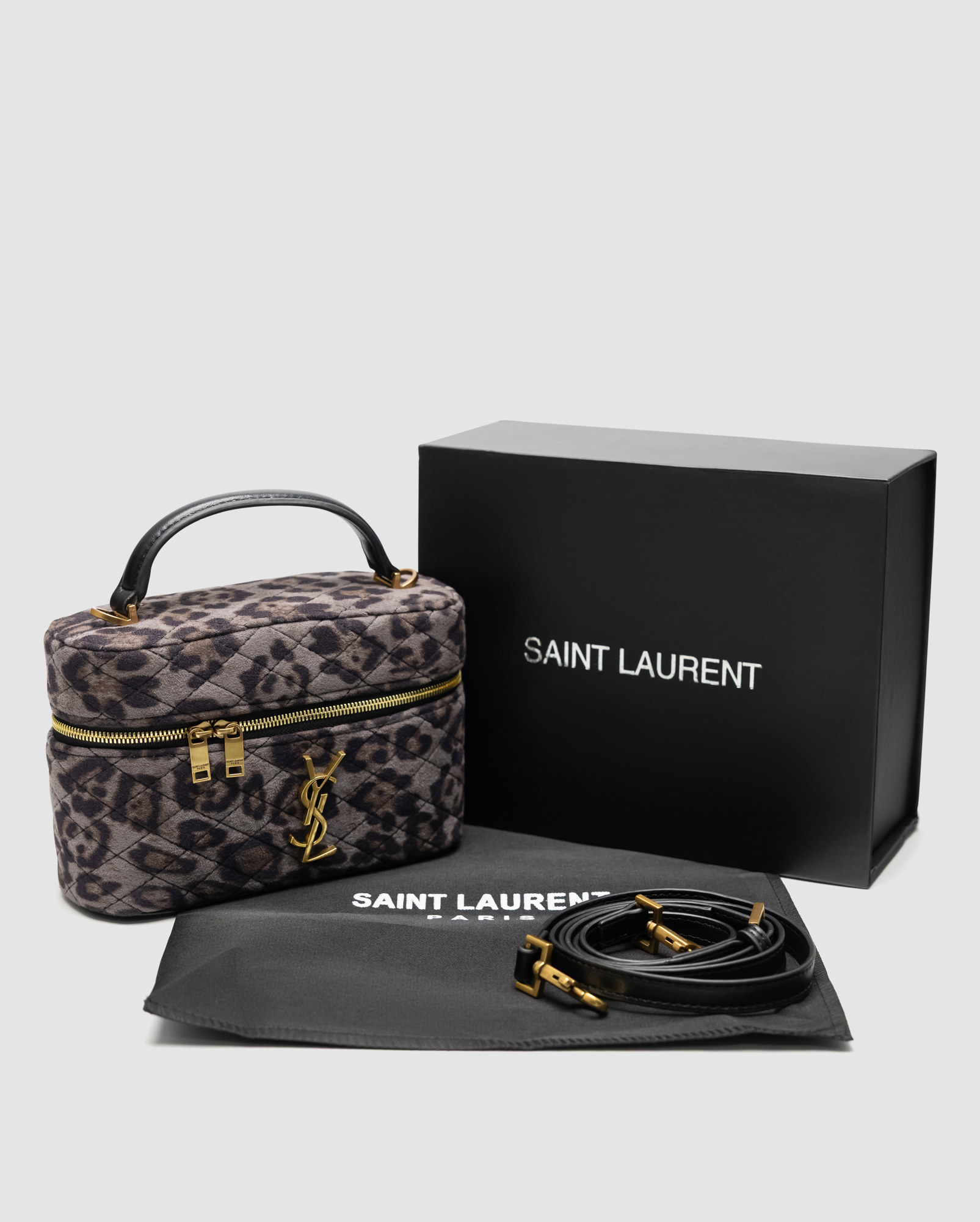 Saint Laurent Gaby Vanity Textile Shoulder Bag Leo/Grey - 8
