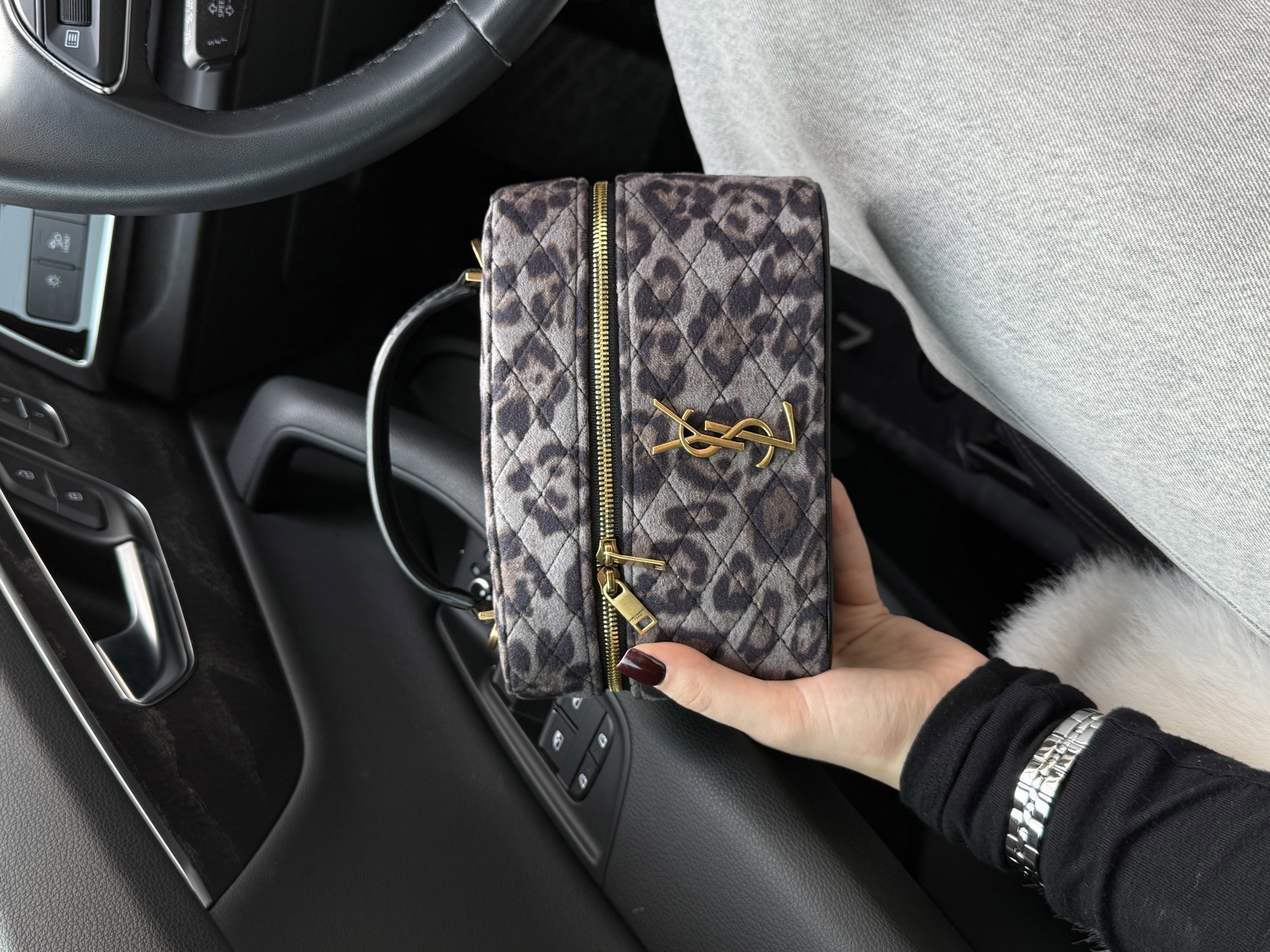 Saint Laurent Gaby Vanity Textile Shoulder Bag Leo/Grey - 11