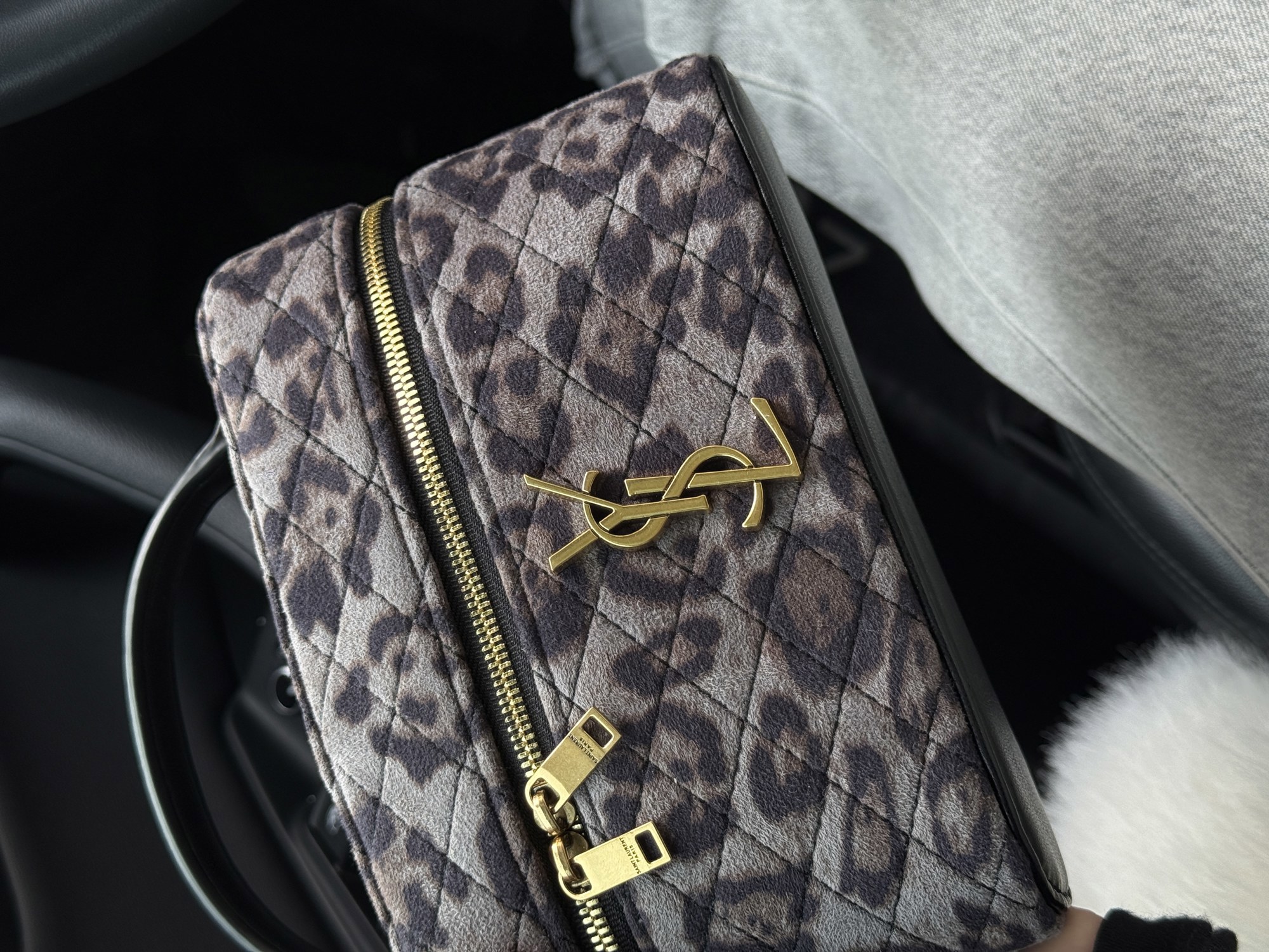 Saint Laurent Gaby Vanity Textile Shoulder Bag Leo/Grey - 13