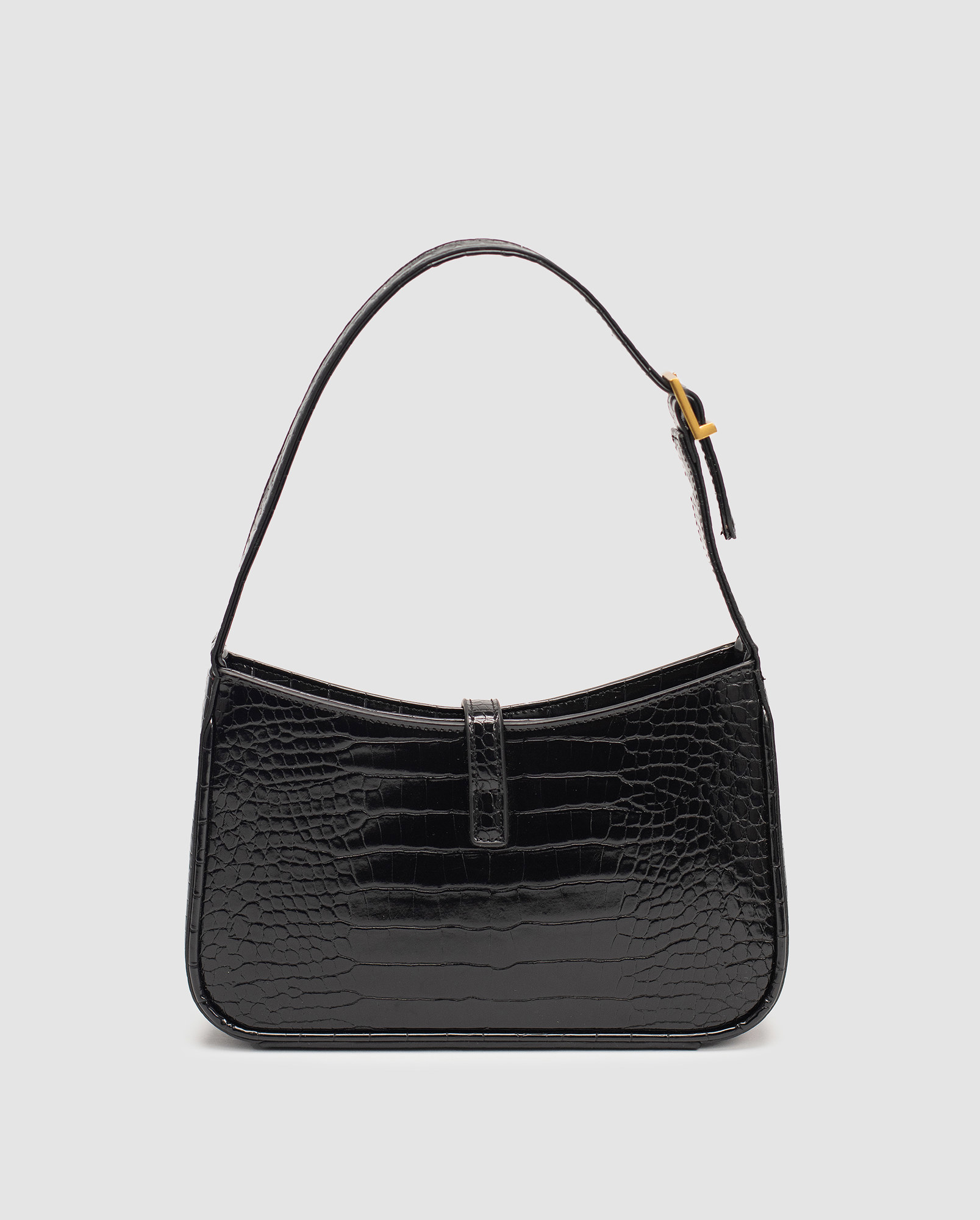 Saint Laurent Hobo Le 5 A 7 in Crocodile-Embossed Shiny Leather - 2