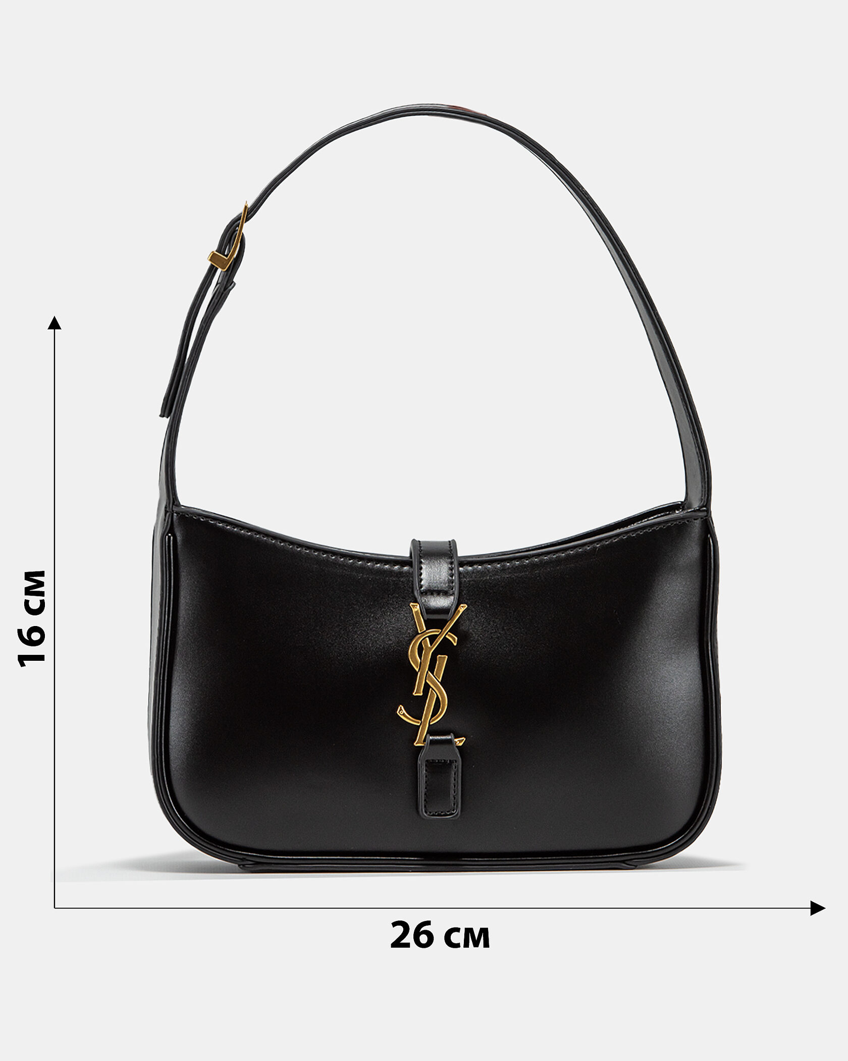 Saint Laurent Hobo Le 5 A 7 Leather Shoulder Bag in Black/Gold - 3