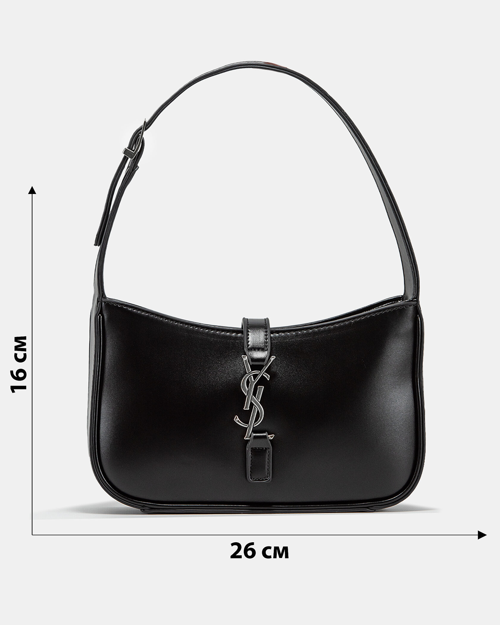 Saint Laurent Hobo Le 5 A 7 Leather Shoulder Bag in Black/Silver - 3