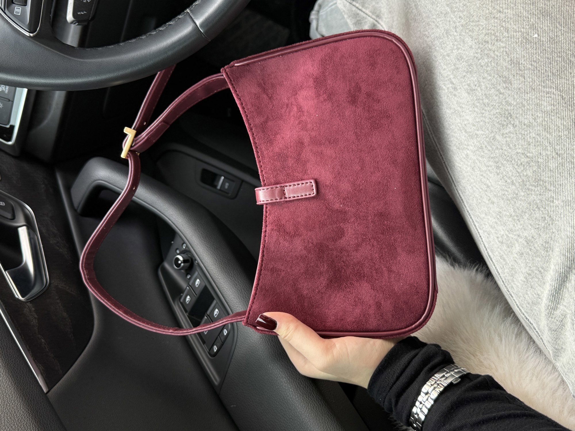 Saint Laurent Hobo Le 5 A 7 Shoulder Bag Dark Red Wine - 11