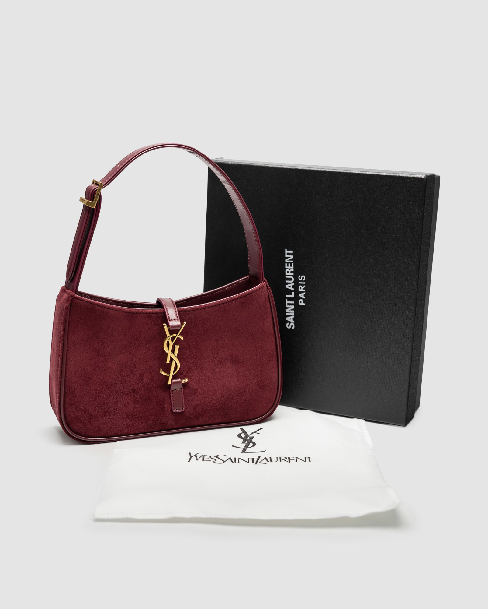 Saint Laurent Hobo Le 5 A 7 Shoulder Bag Dark Red Wine - 7