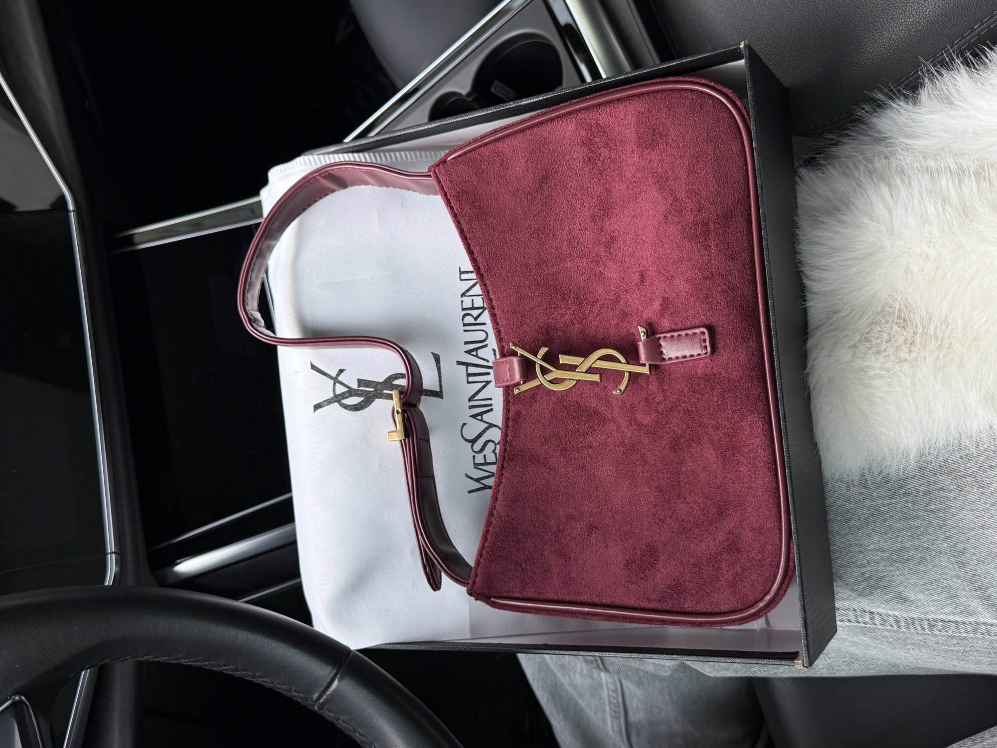 Saint Laurent Hobo Le 5 A 7 Shoulder Bag Dark Red Wine - 8
