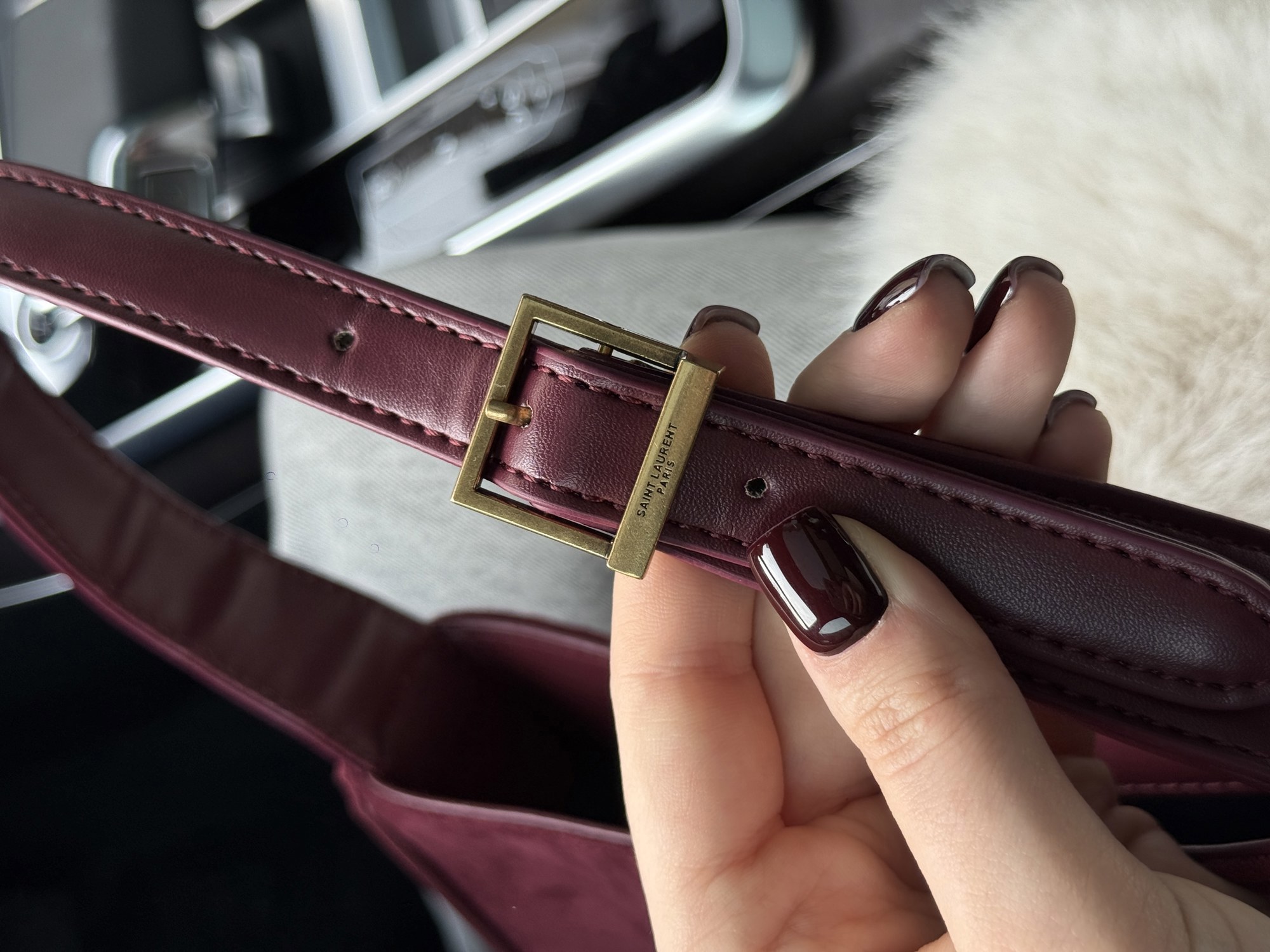 Saint Laurent Hobo Le 5 A 7 Shoulder Bag Dark Red Wine - 12
