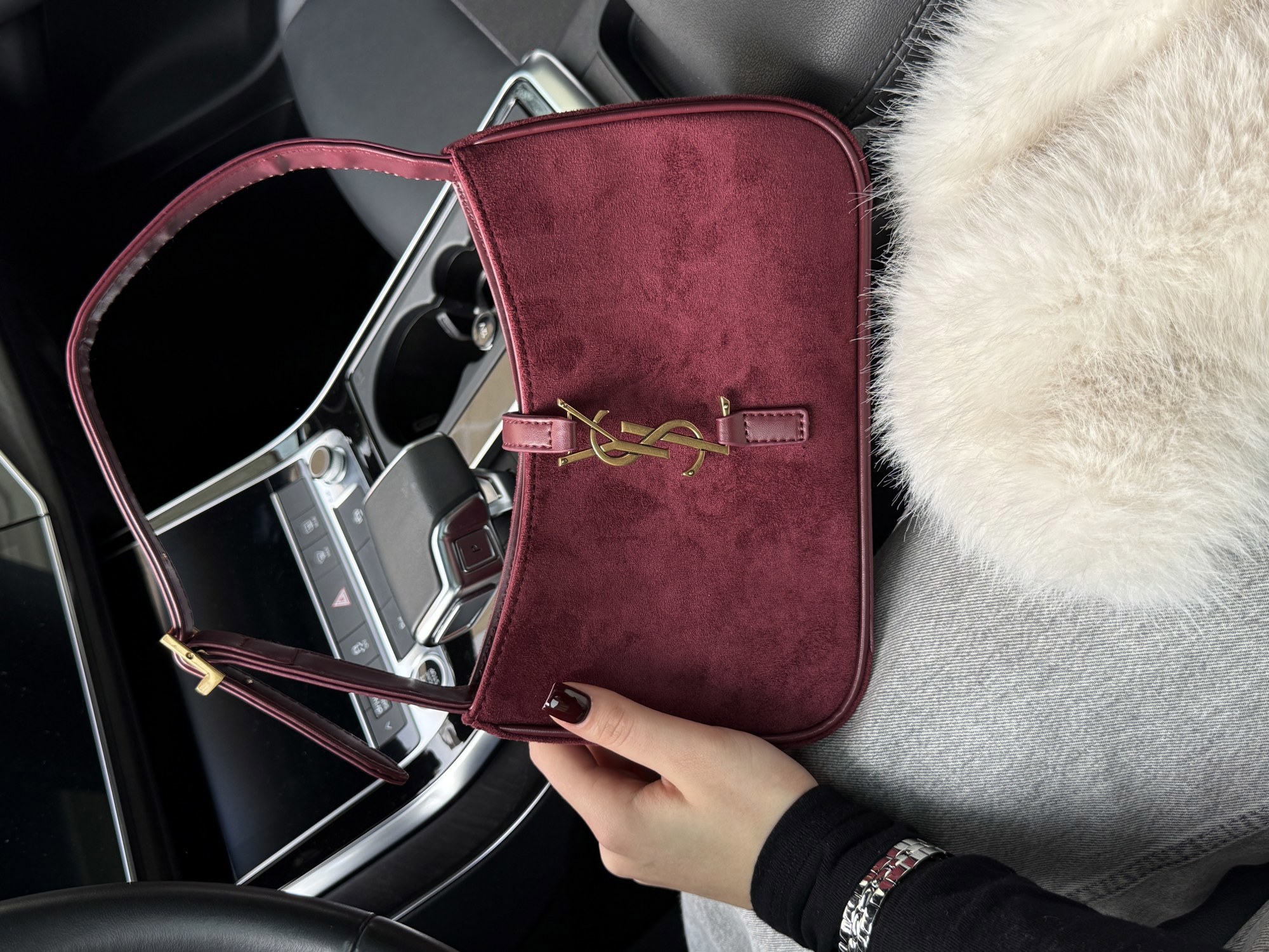 Saint Laurent Hobo Le 5 A 7 Shoulder Bag Dark Red Wine - 15