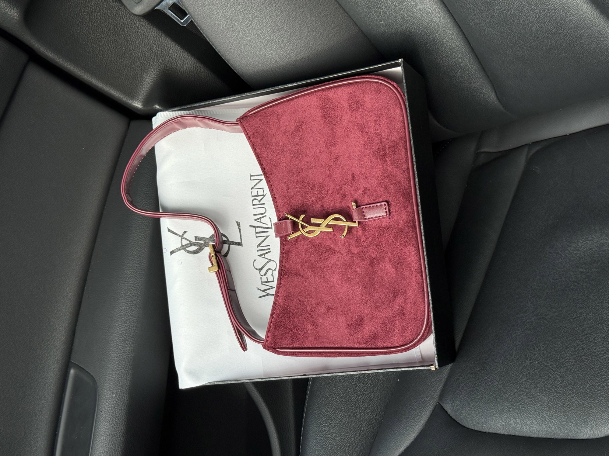 Saint Laurent Hobo Le 5 A 7 Shoulder Bag Dark Red Wine - 9