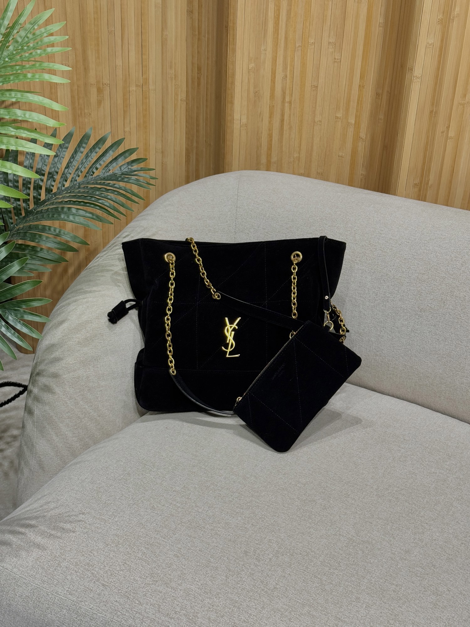 Saint Laurent Jamie Shopping in Suede Black - 14