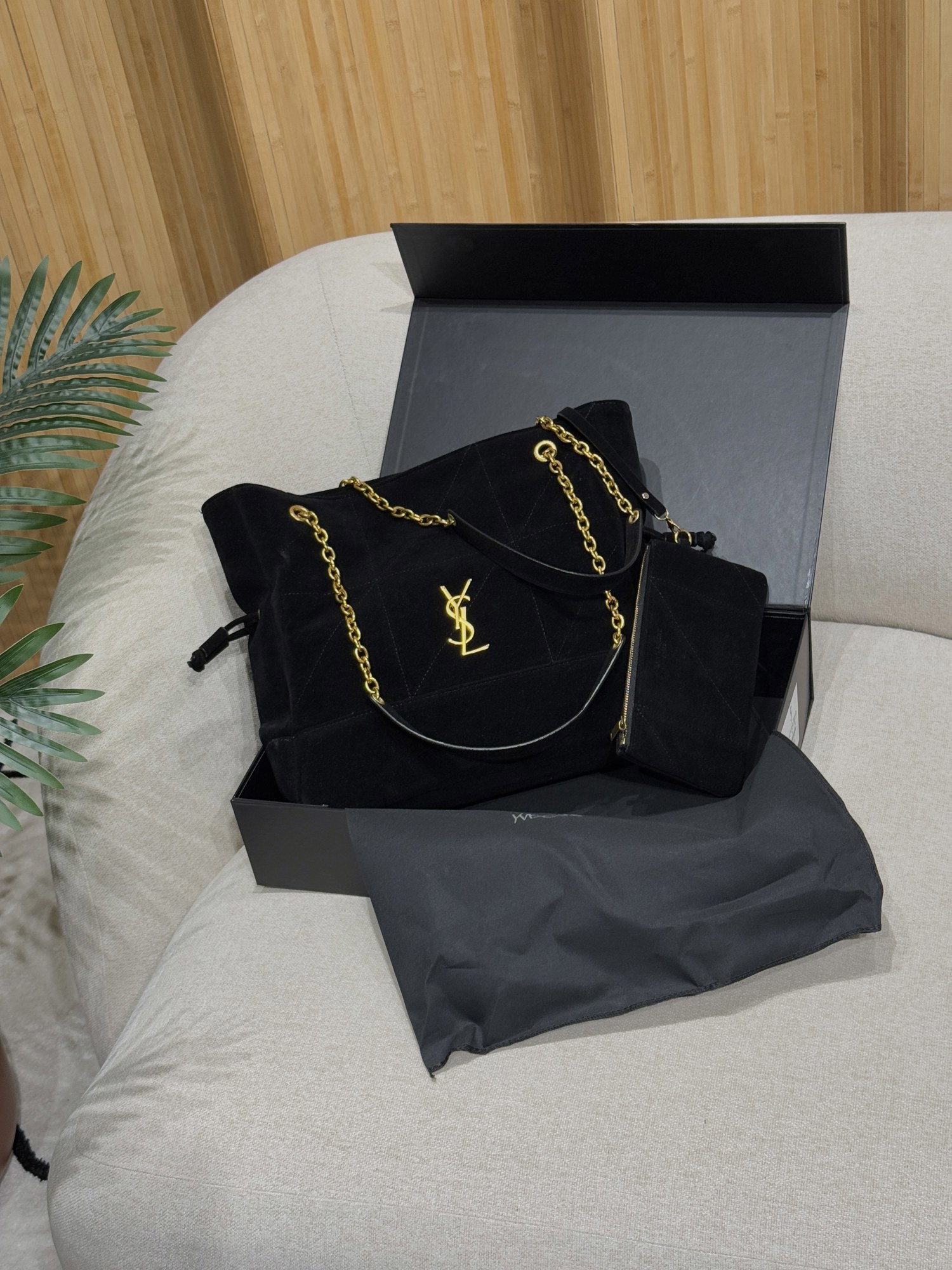 Saint Laurent Jamie Shopping in Suede Black - 7