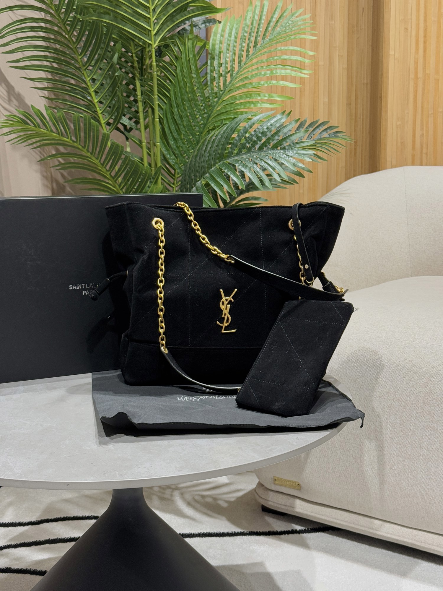 Saint Laurent Jamie Shopping in Suede Black - 8