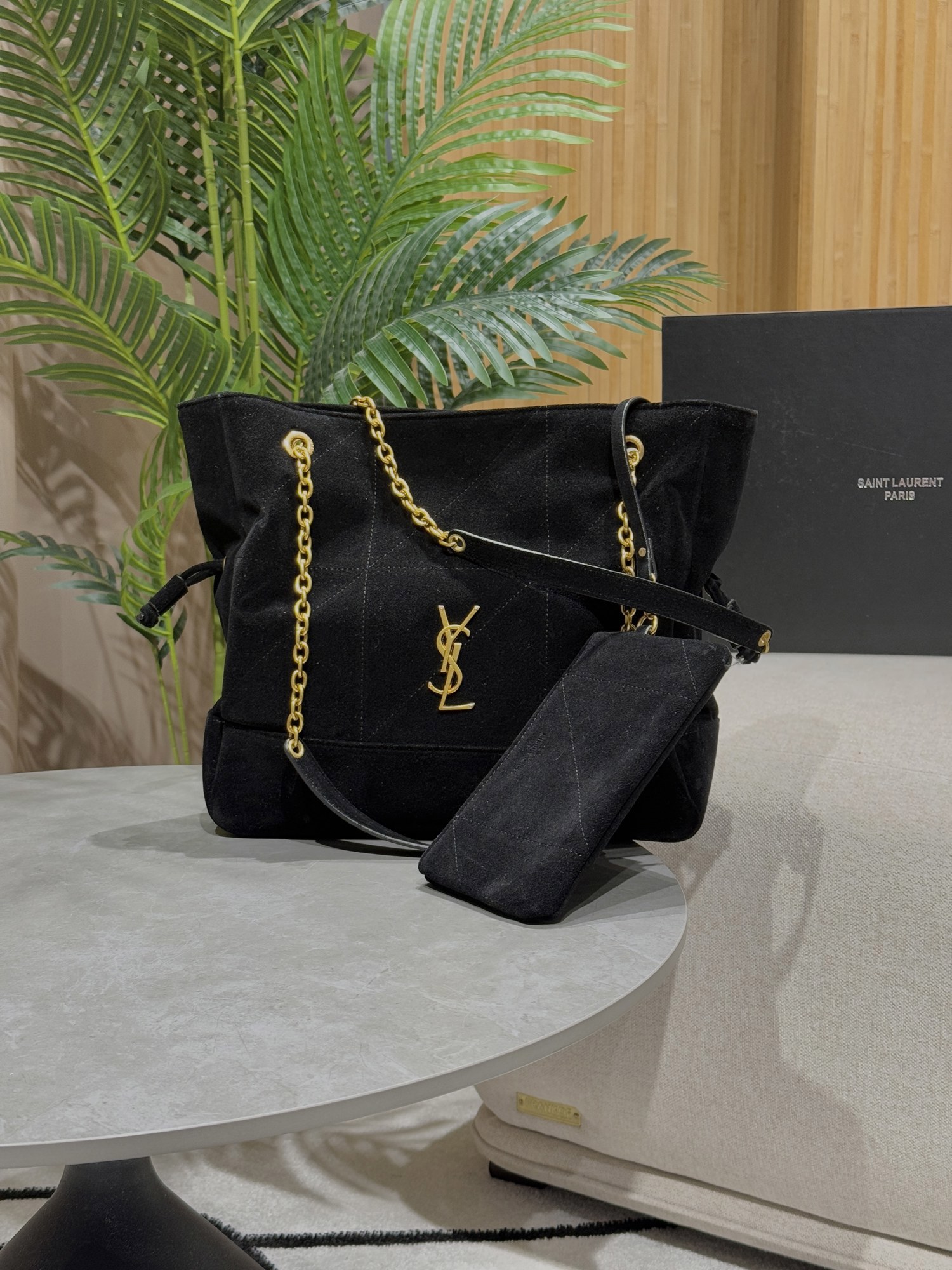 Saint Laurent Jamie Shopping in Suede Black - 11