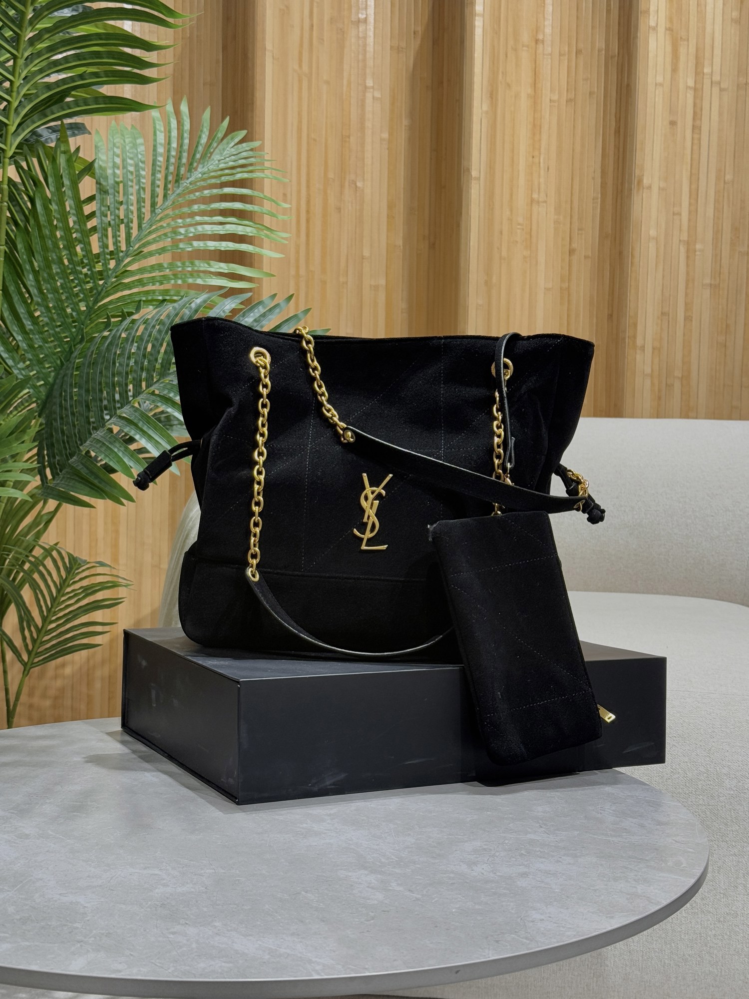 Saint Laurent Jamie Shopping in Suede Black - 10