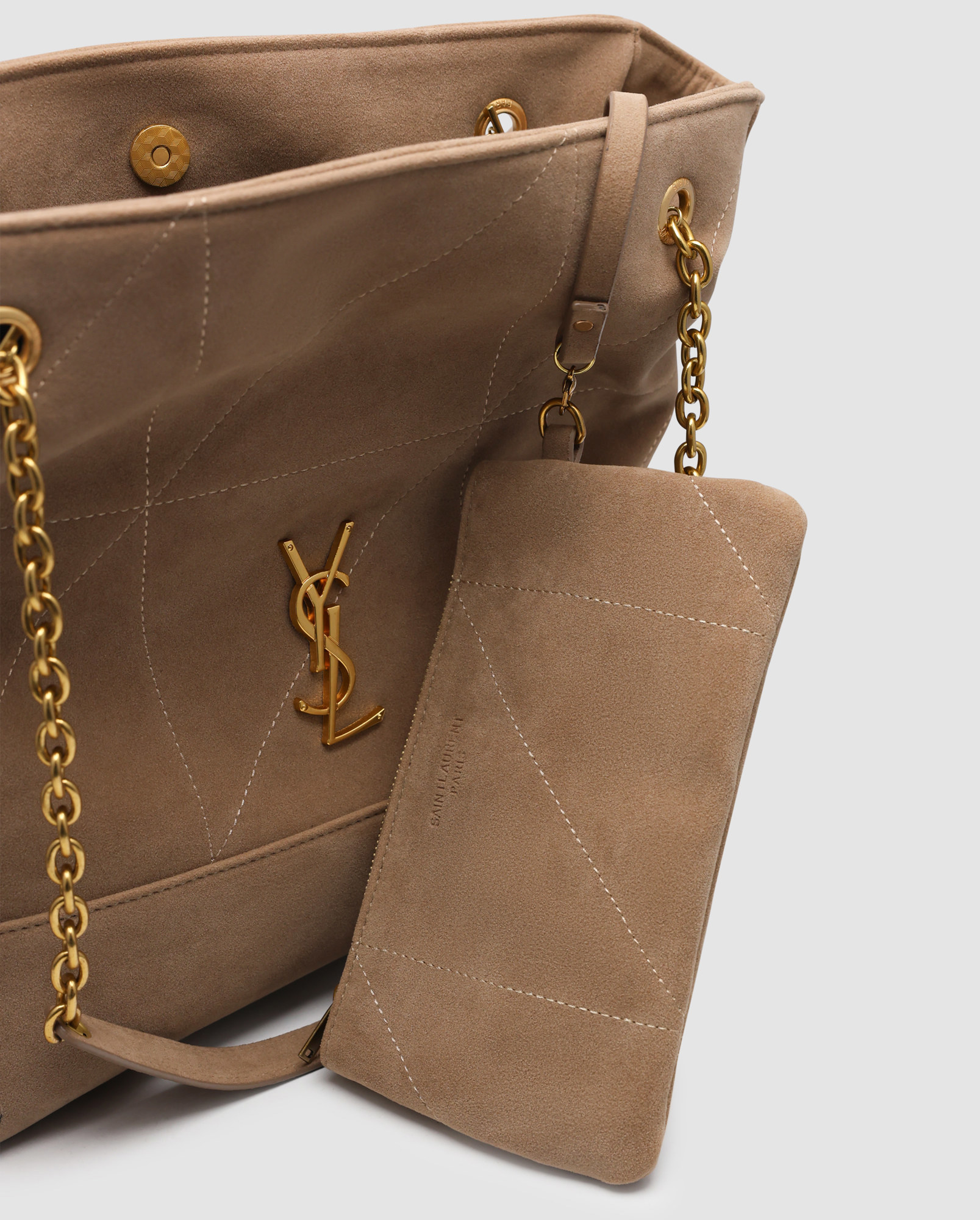 Saint Laurent Jamie Shopping in Suede Golden Leaf - 5