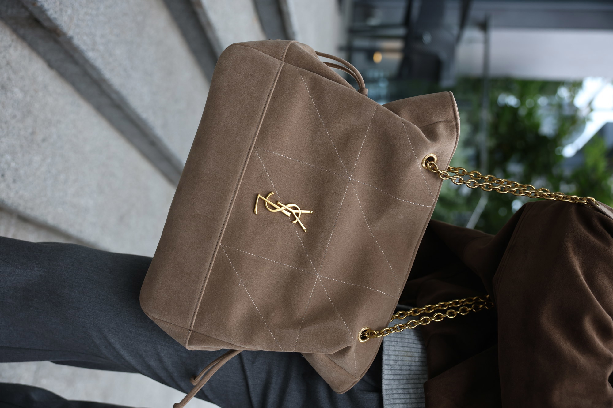 Saint Laurent Jamie Shopping in Suede Golden Leaf - 8