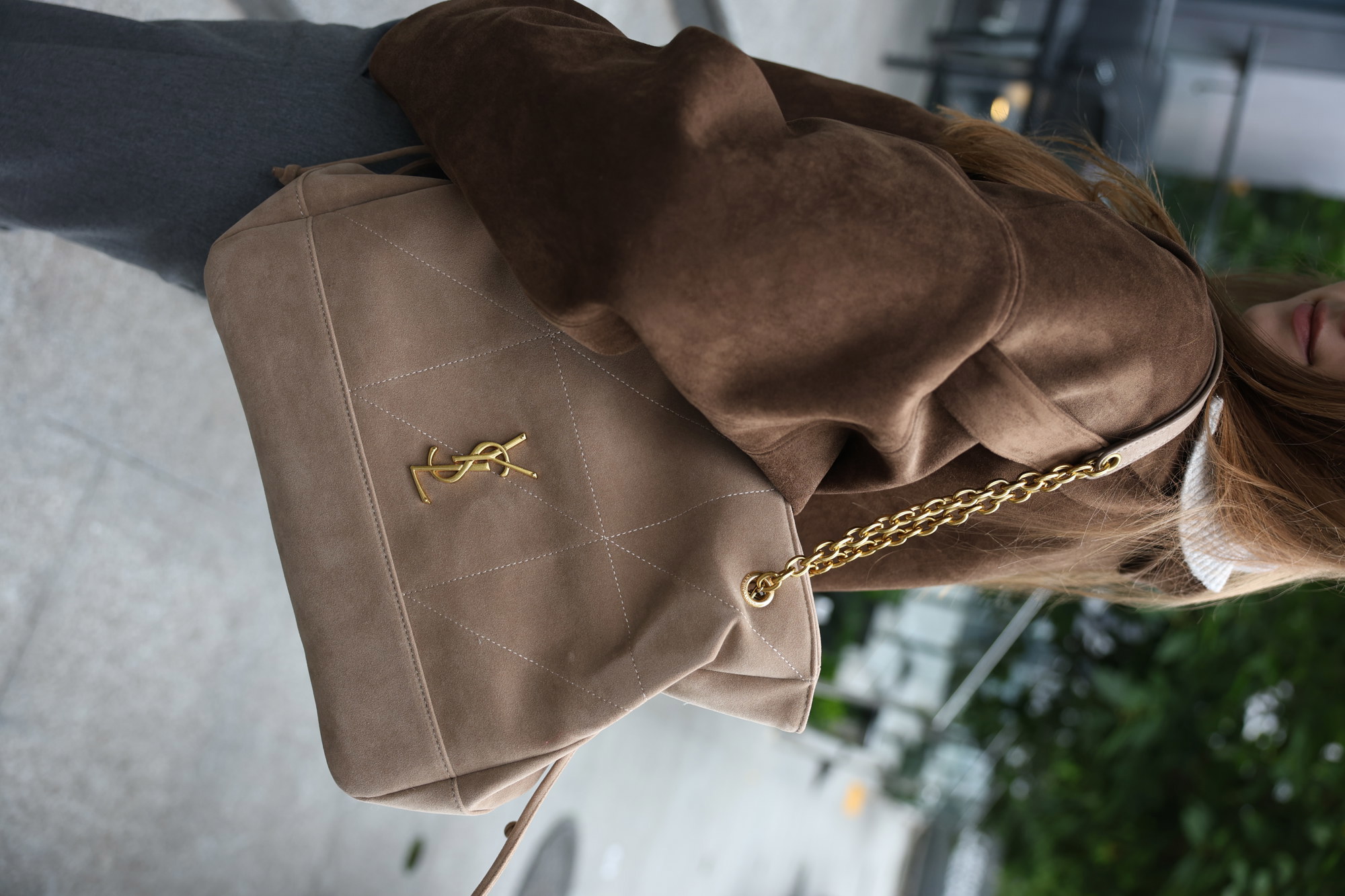 Saint Laurent Jamie Shopping in Suede Golden Leaf - 7