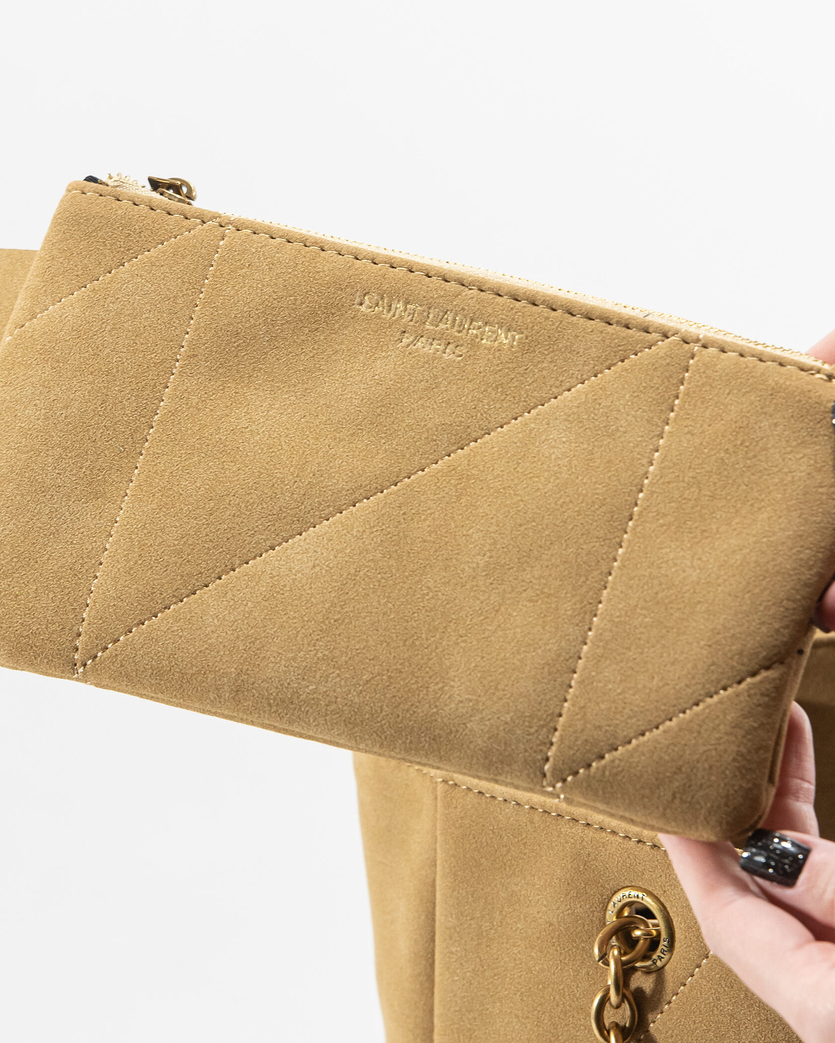 Saint Laurent Jamie Shopping in Suede Golden Leaf - 10