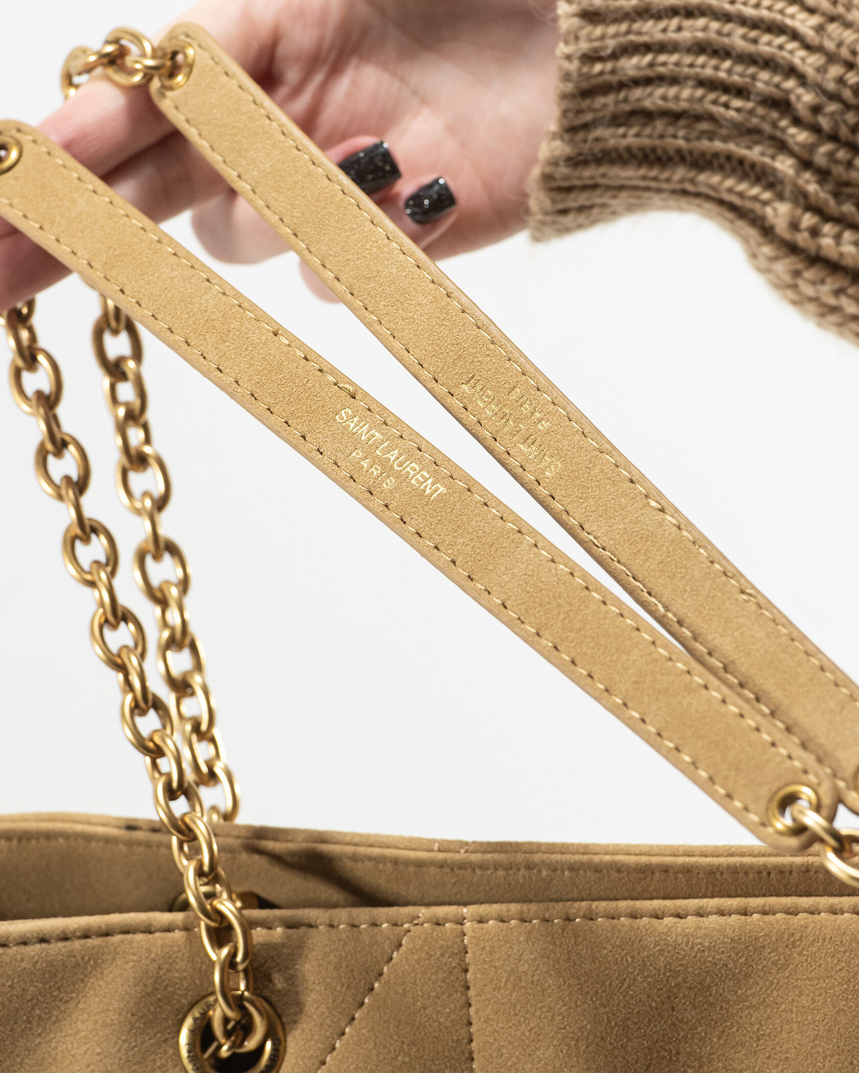 Saint Laurent Jamie Shopping in Suede Golden Leaf - 8