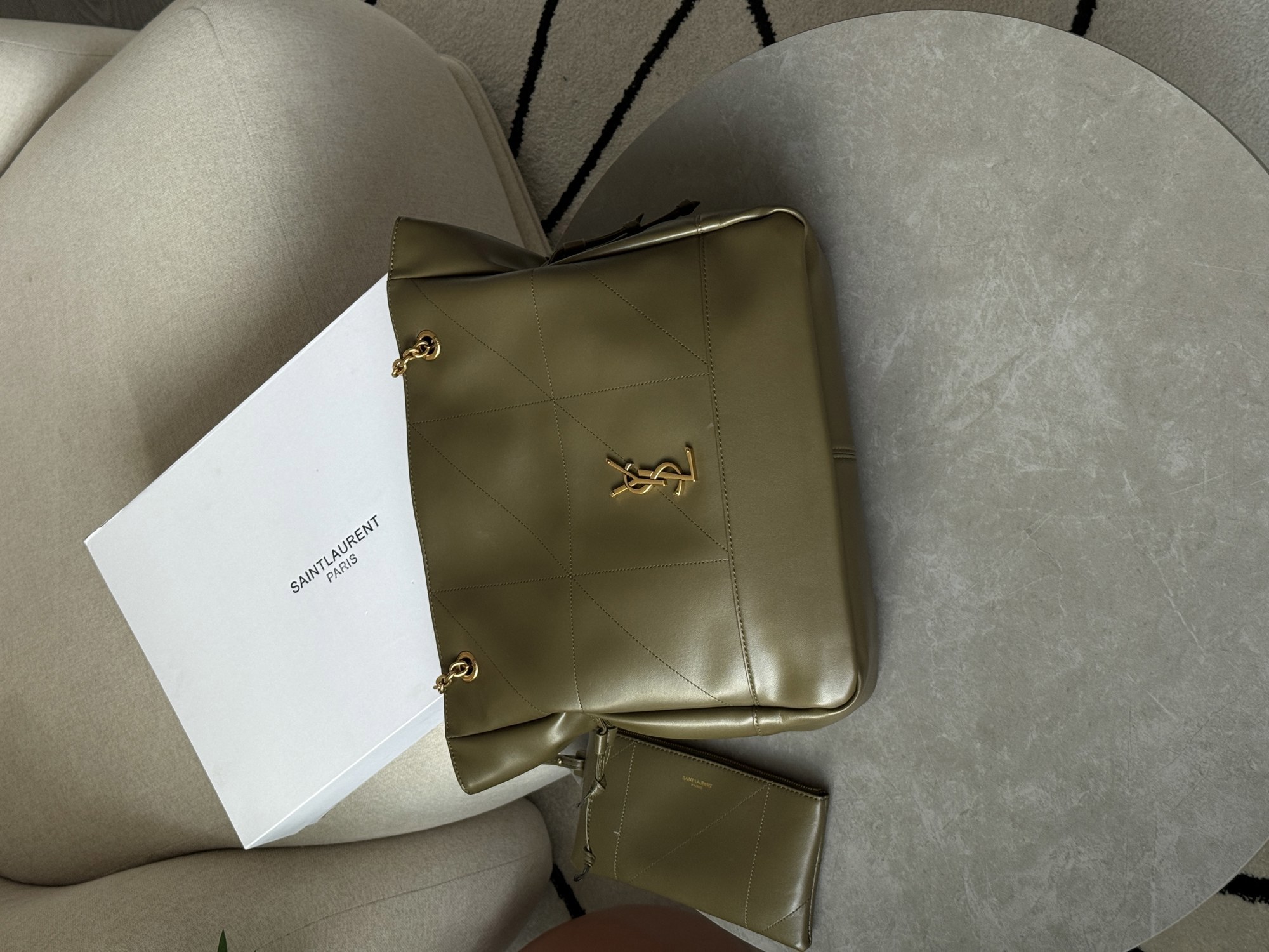 Saint Laurent Jamie Shopping Leather Tote Bag Light Musk - 14