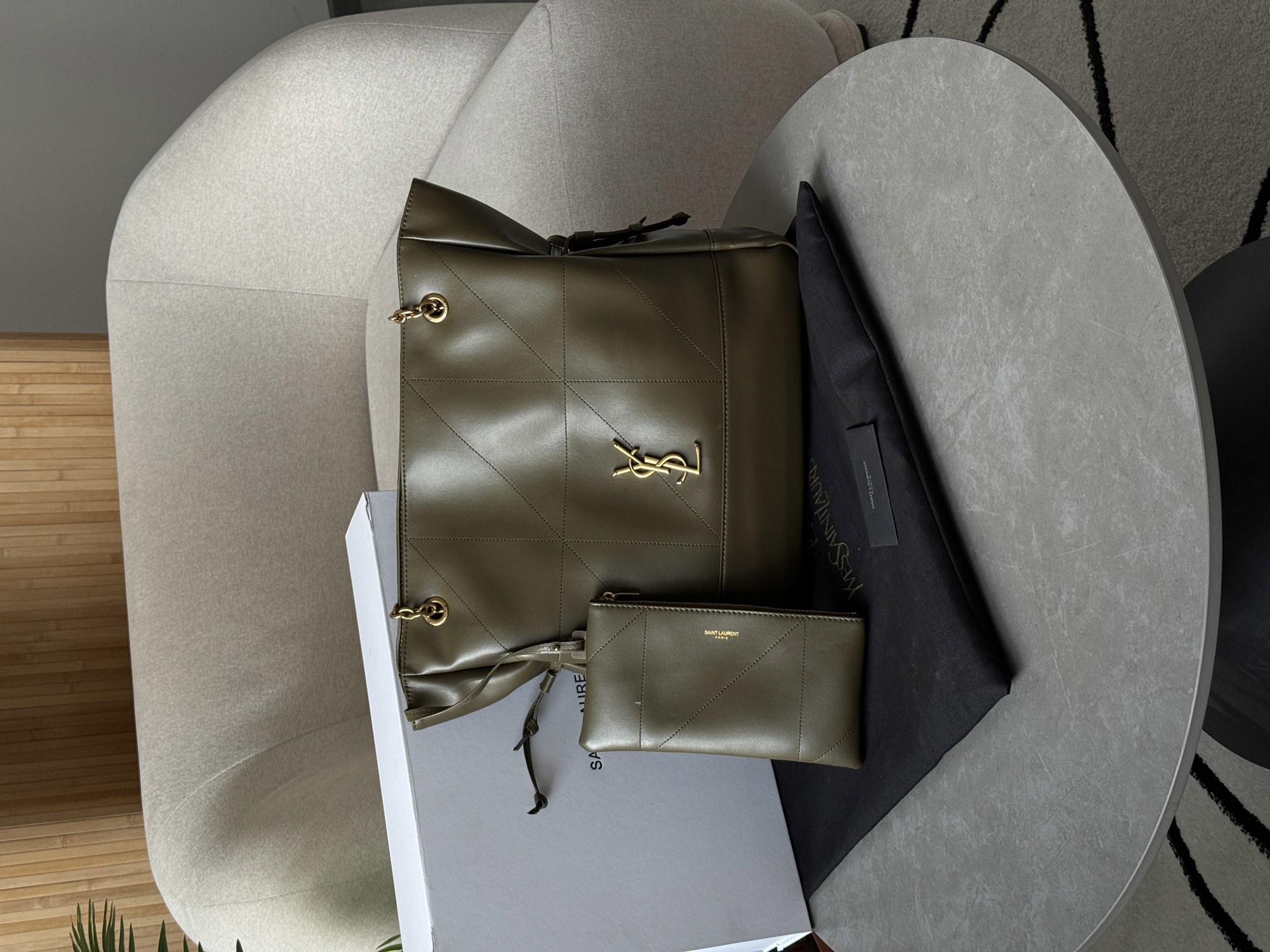 Saint Laurent Jamie Shopping Leather Tote Bag Light Musk - 10