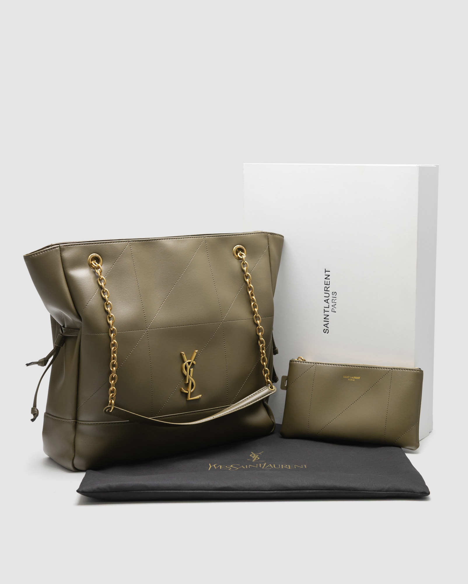 Saint Laurent Jamie Shopping Leather Tote Bag Light Musk - 8