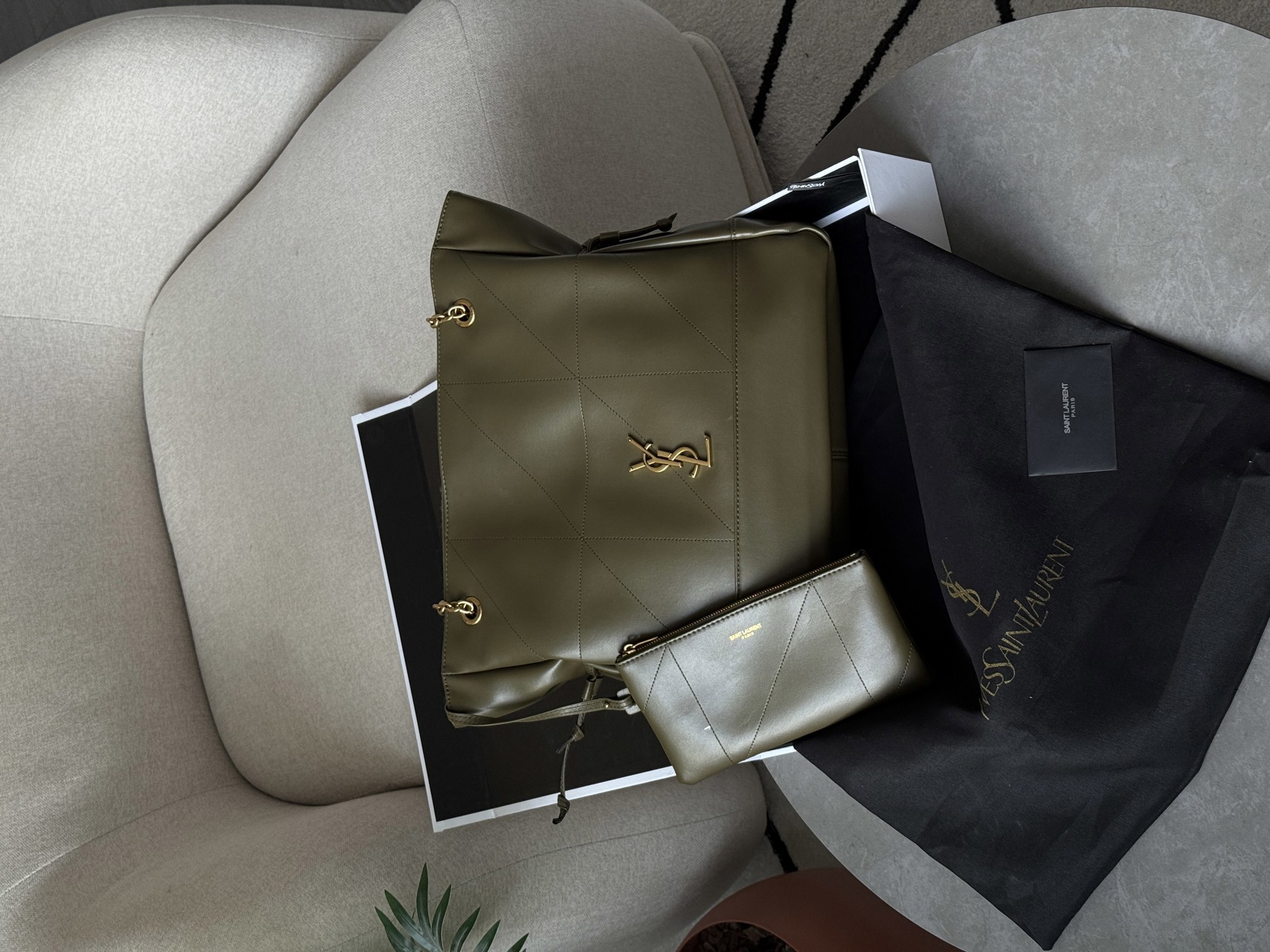 Saint Laurent Jamie Shopping Leather Tote Bag Light Musk - 9