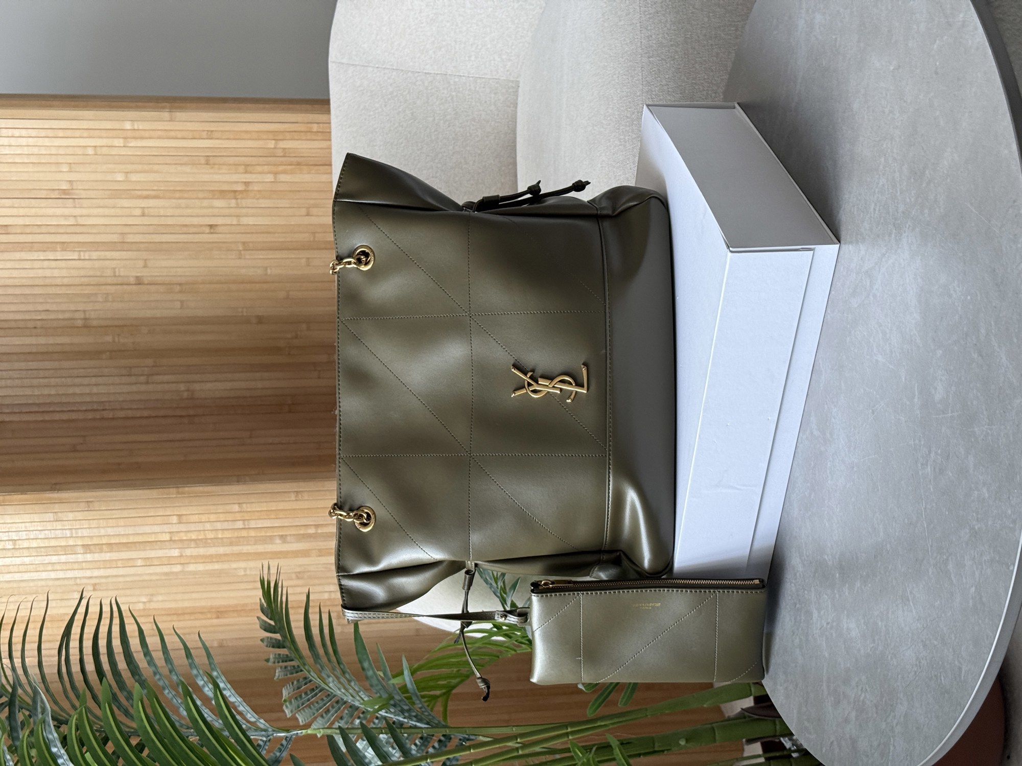 Saint Laurent Jamie Shopping Leather Tote Bag Light Musk - 15