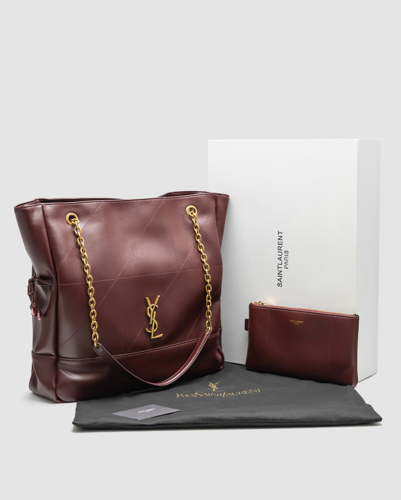 Saint Laurent Jamie Shopping Leather Tote Bag Rouge Merlot