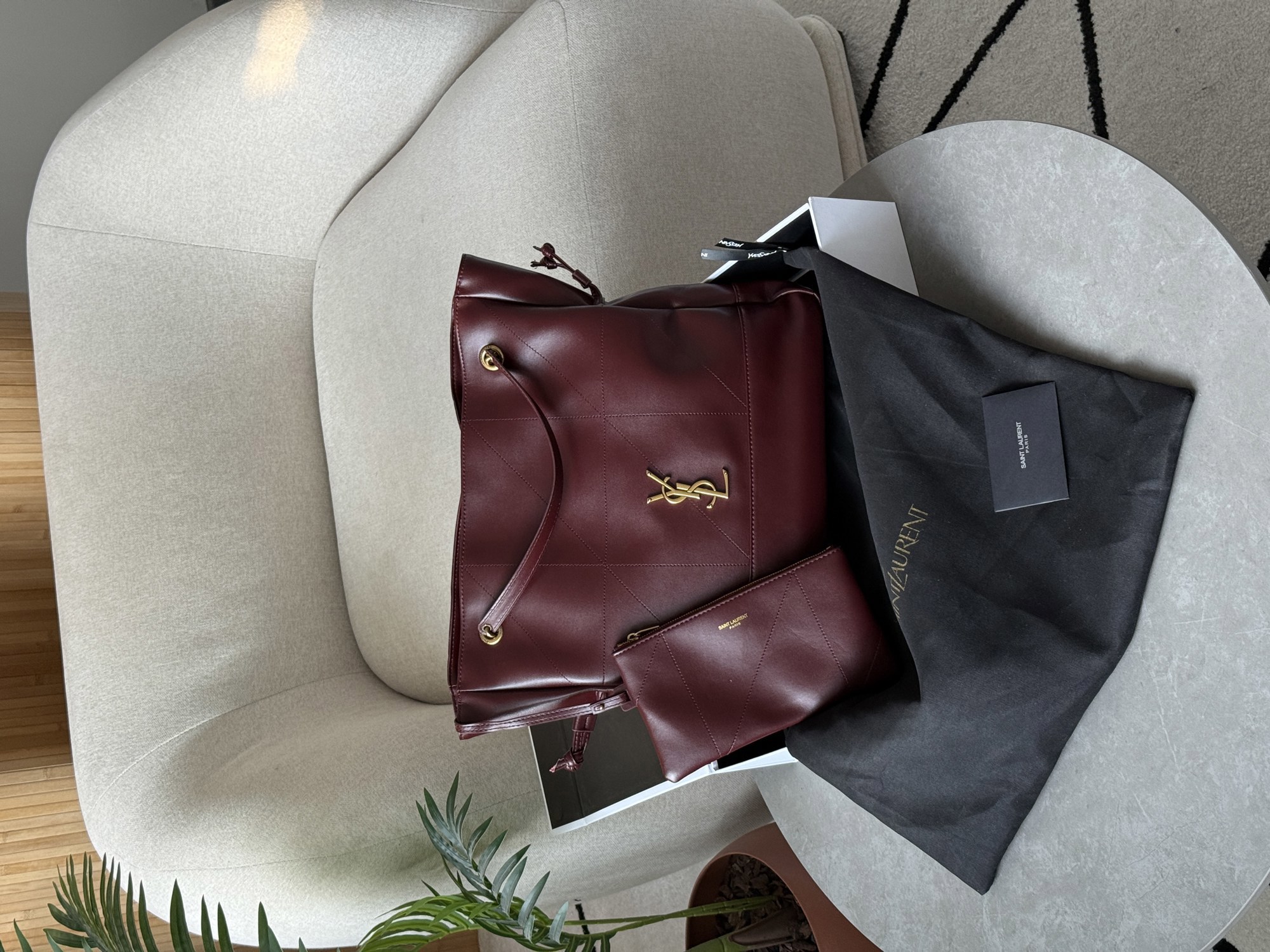 Saint Laurent Jamie Shopping Leather Tote Bag Rouge Merlot - 10