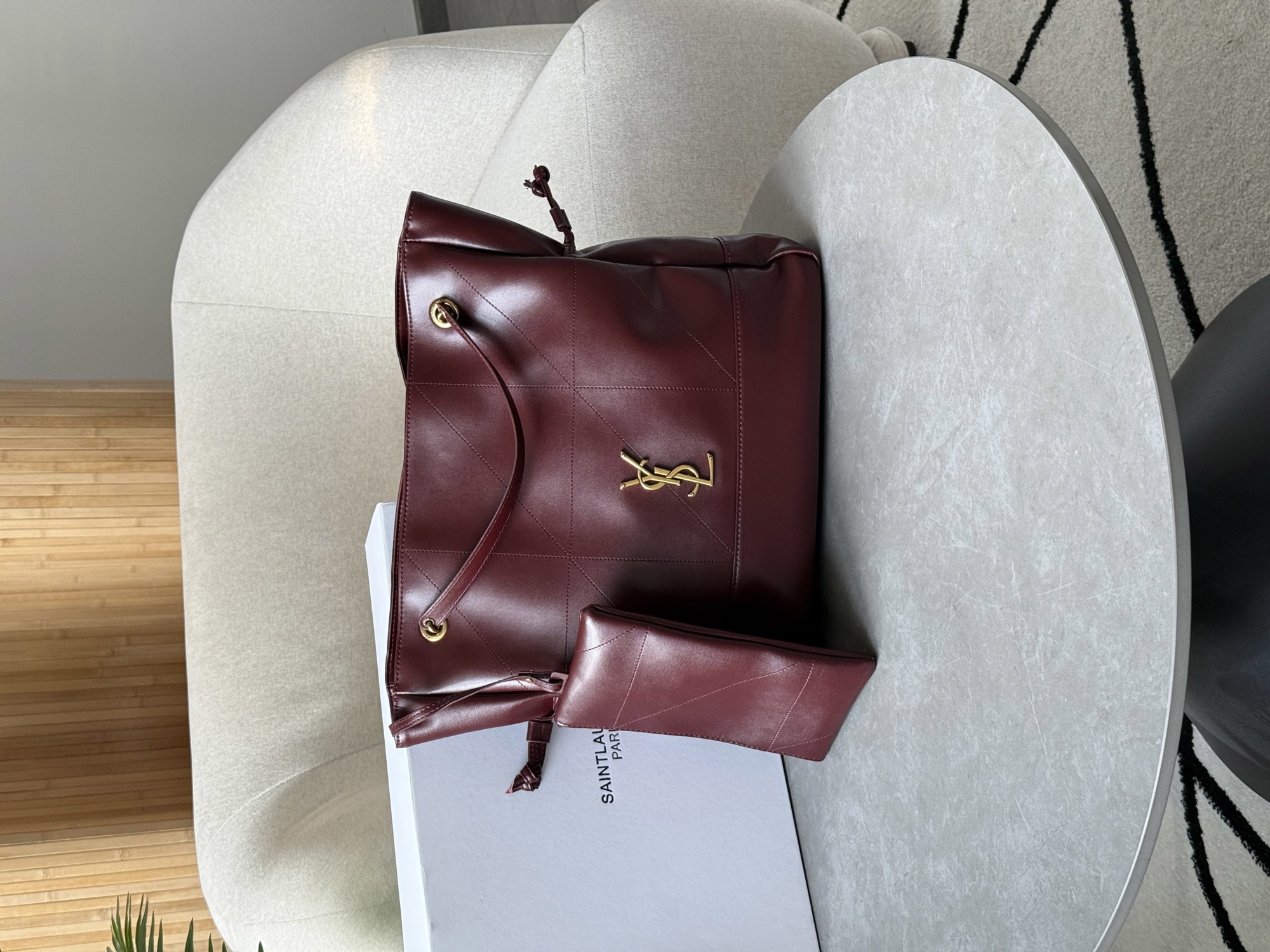 Saint Laurent Jamie Shopping Leather Tote Bag Rouge Merlot - 12
