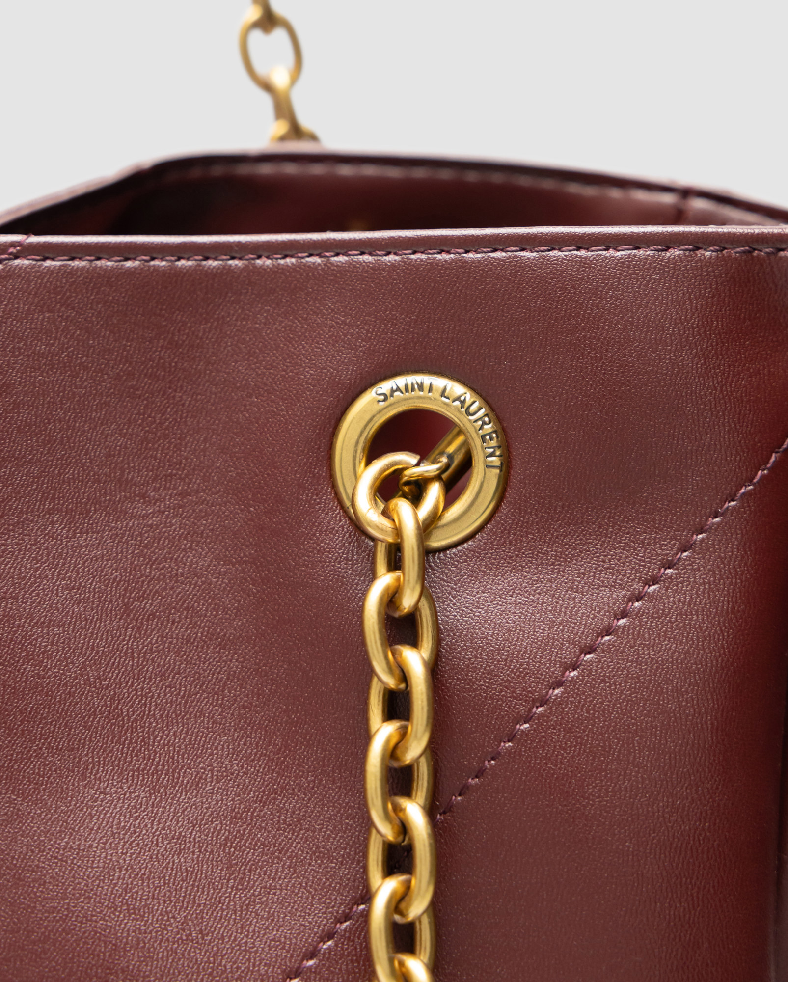 Saint Laurent Jamie Shopping Leather Tote Bag Rouge Merlot - 7