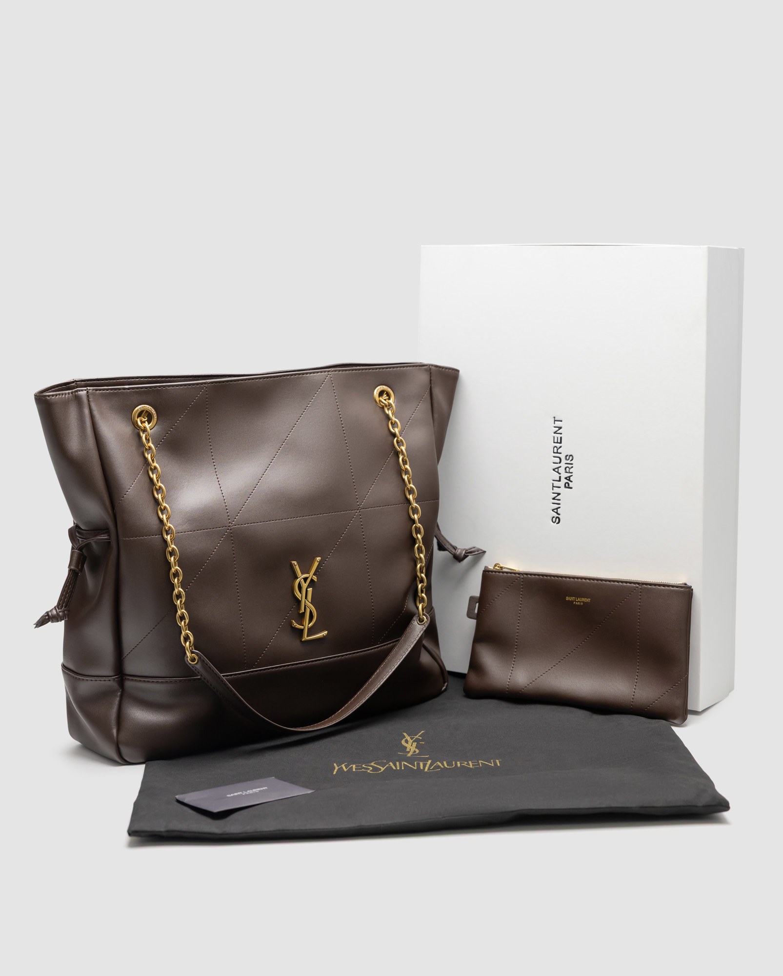 Saint Laurent Jamie Shopping Leather Tote Bag Urban Grey - 9