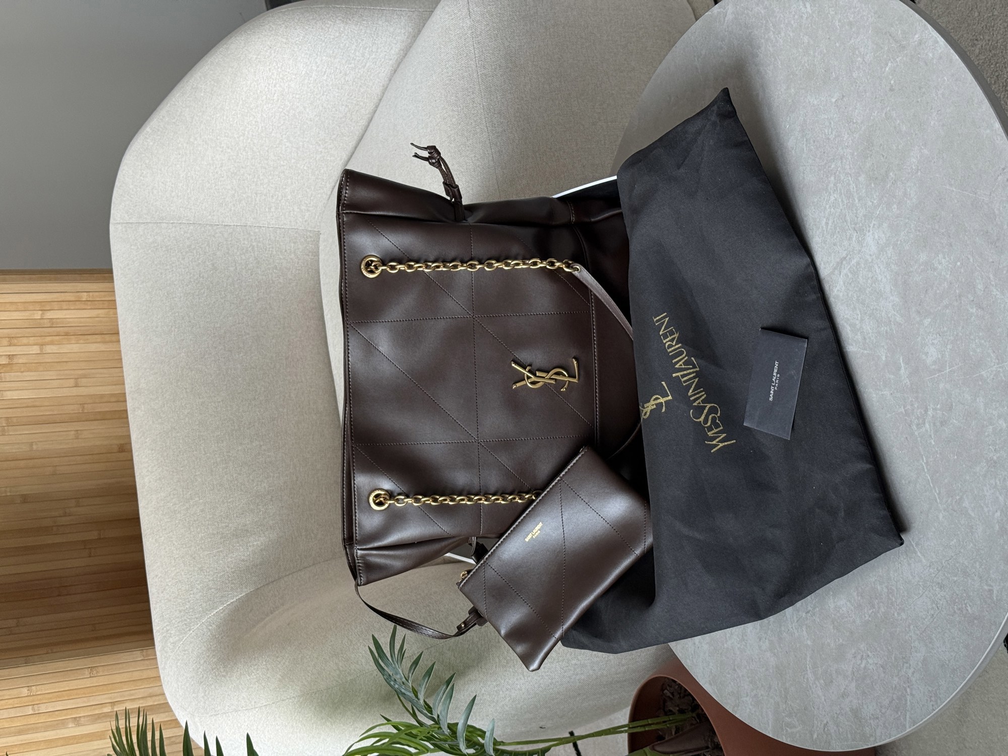 Saint Laurent Jamie Shopping Leather Tote Bag Urban Grey - 10