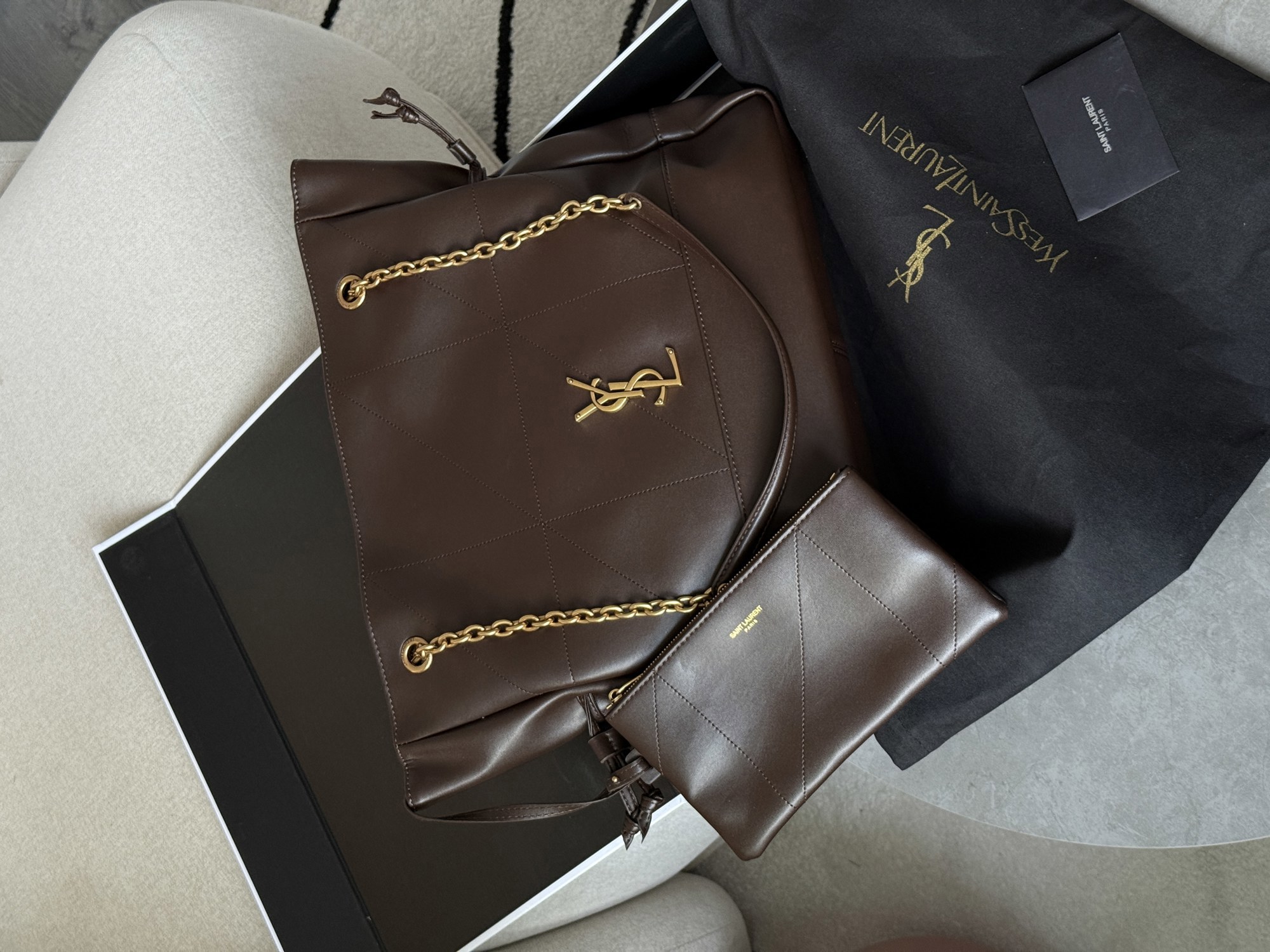 Saint Laurent Jamie Shopping Leather Tote Bag Urban Grey - 11