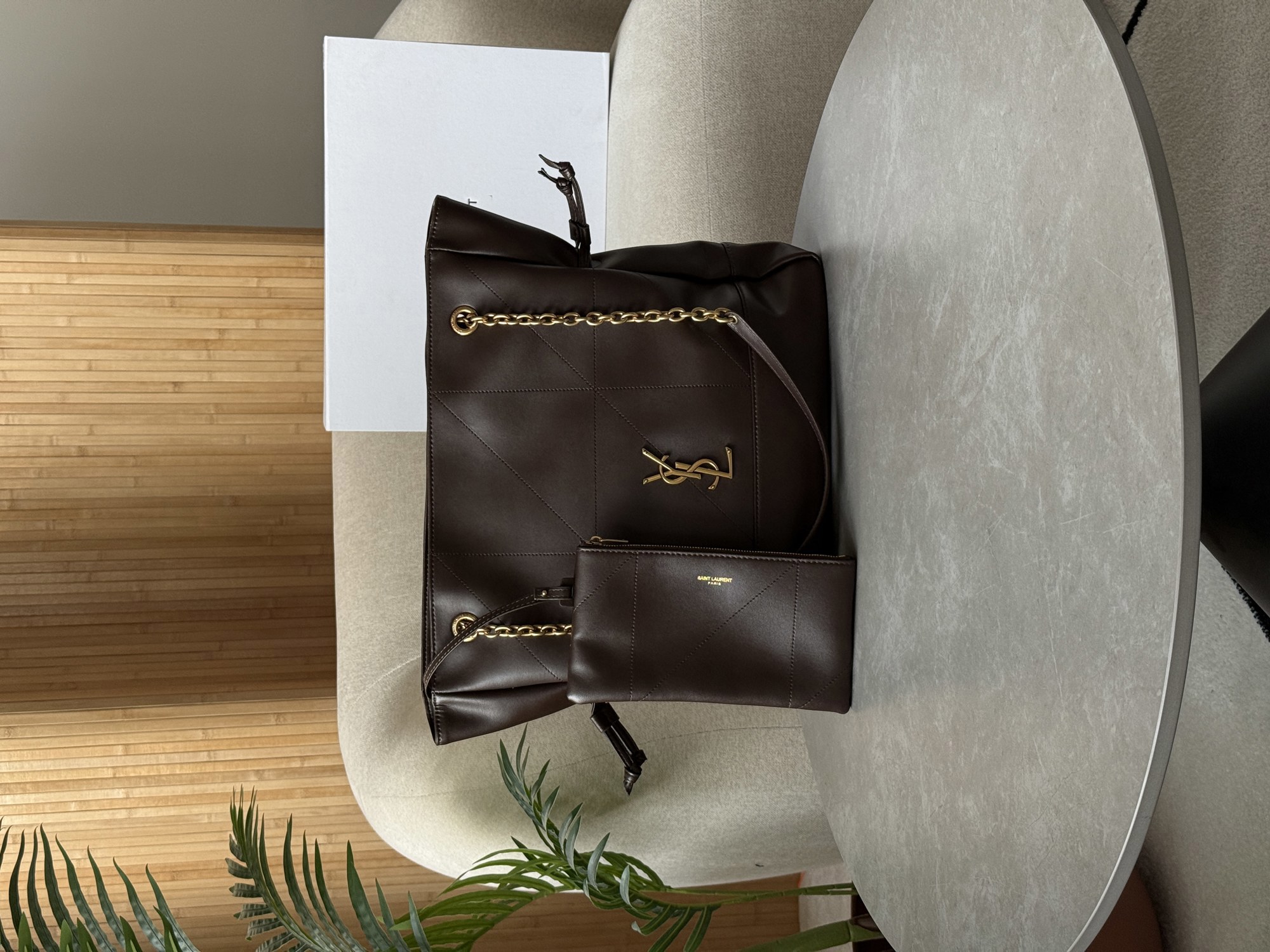 Saint Laurent Jamie Shopping Leather Tote Bag Urban Grey - 14