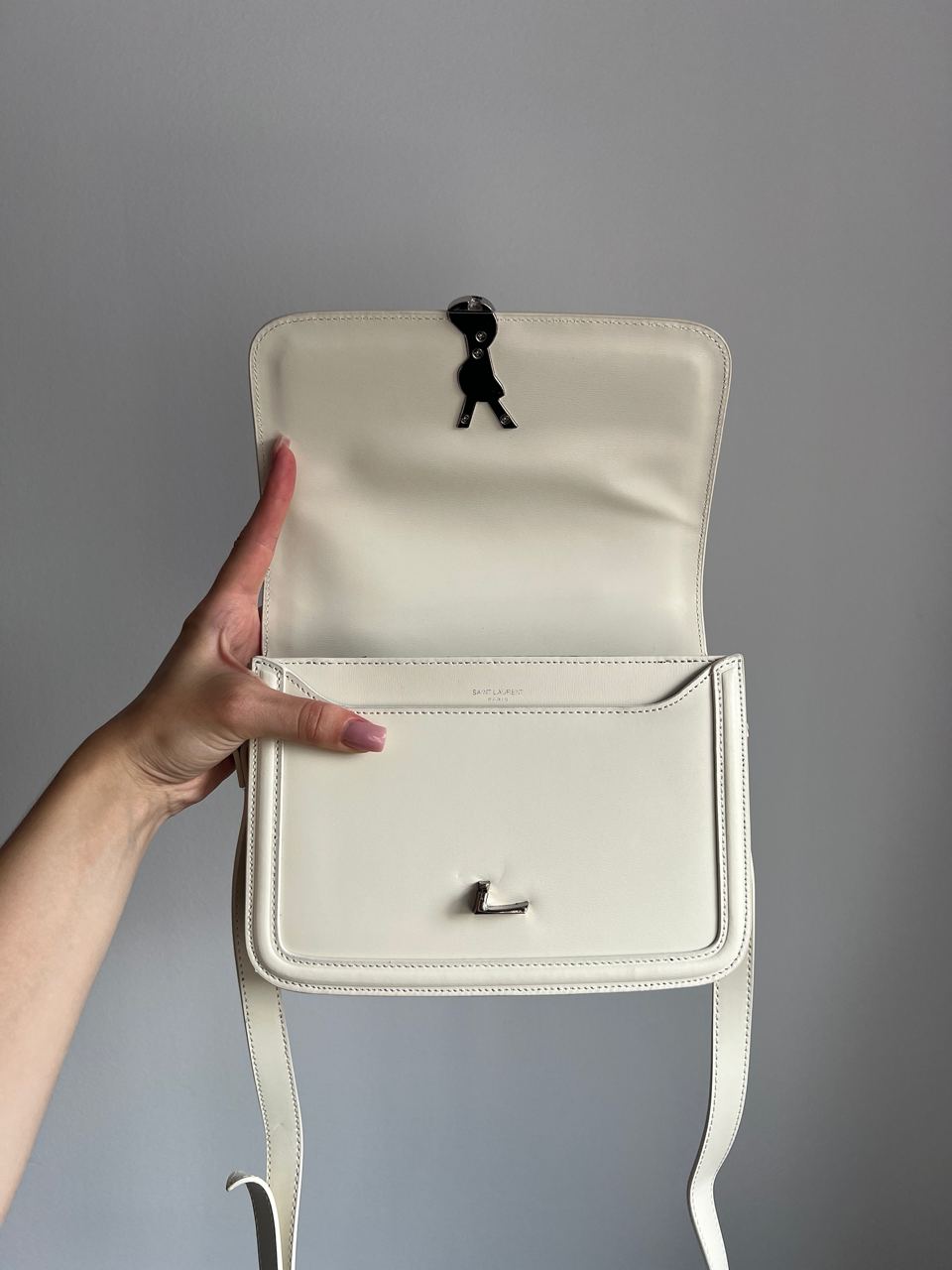 Saint Laurent Large Solferino Cream/Silver - 8