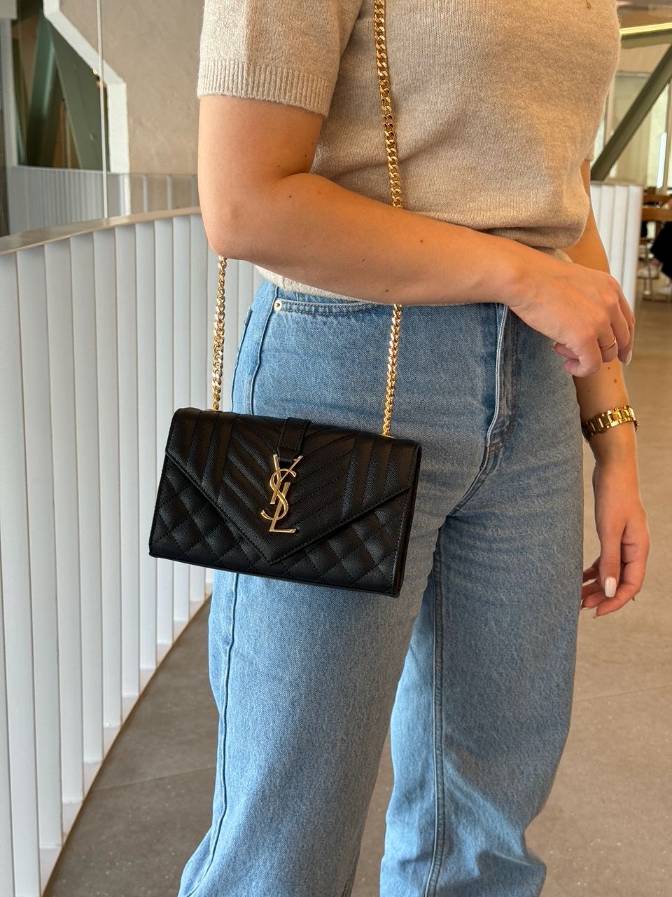 Saint Laurent Leather Envelope Chain Bag - 8