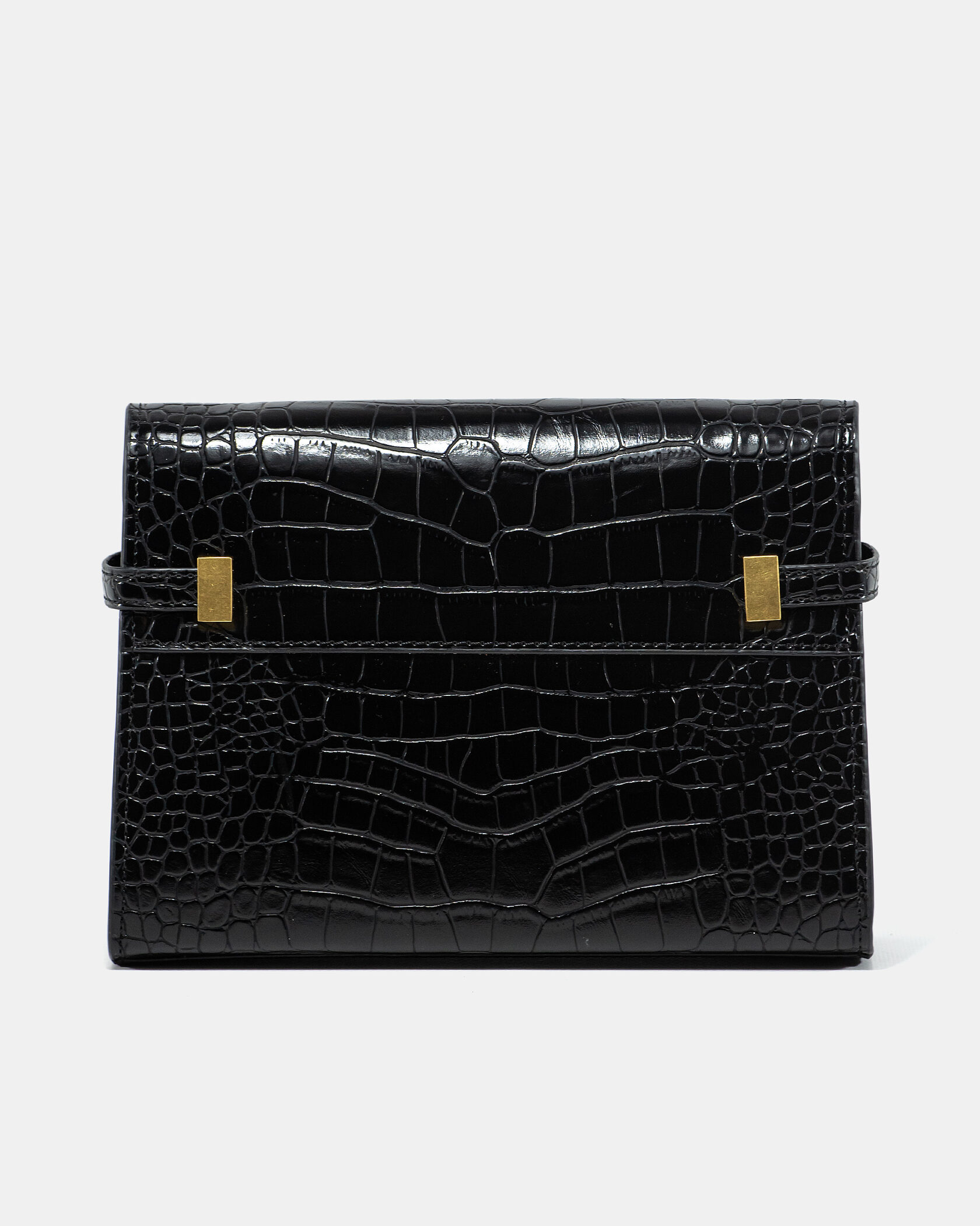 Saint Laurent Manhattan Leather Shoulder Bag Black Snake Skin - 9
