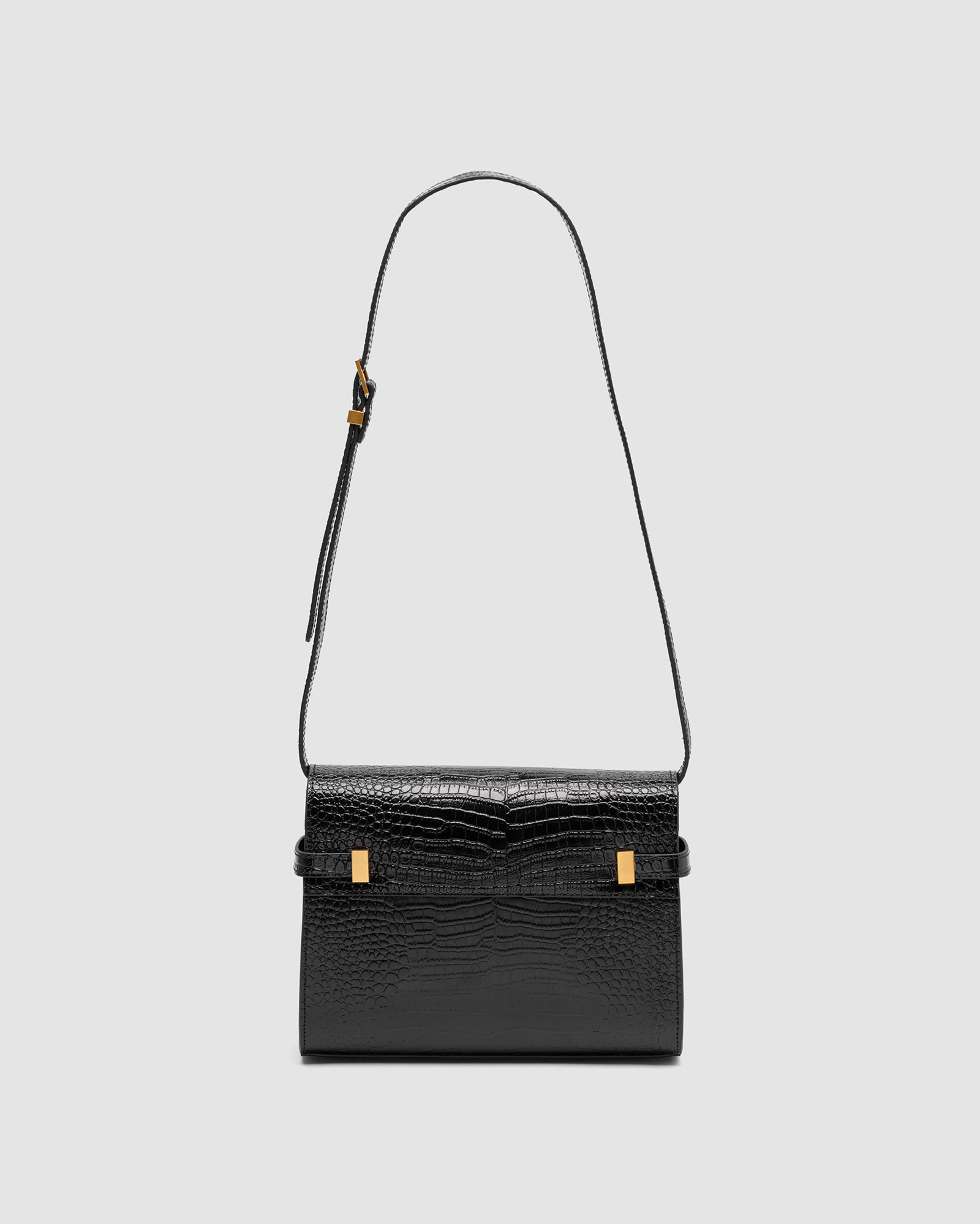 Saint Laurent Manhattan Medium Leather Shoulder Bag Black Croco - 3
