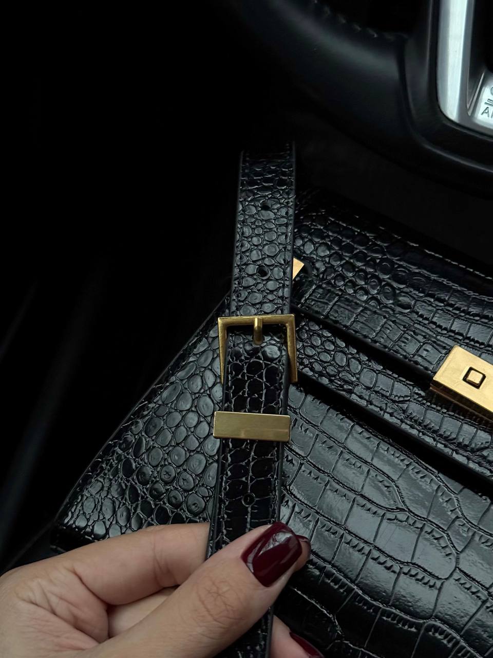 Saint Laurent Manhattan Medium Leather Shoulder Bag Black Croco - 7