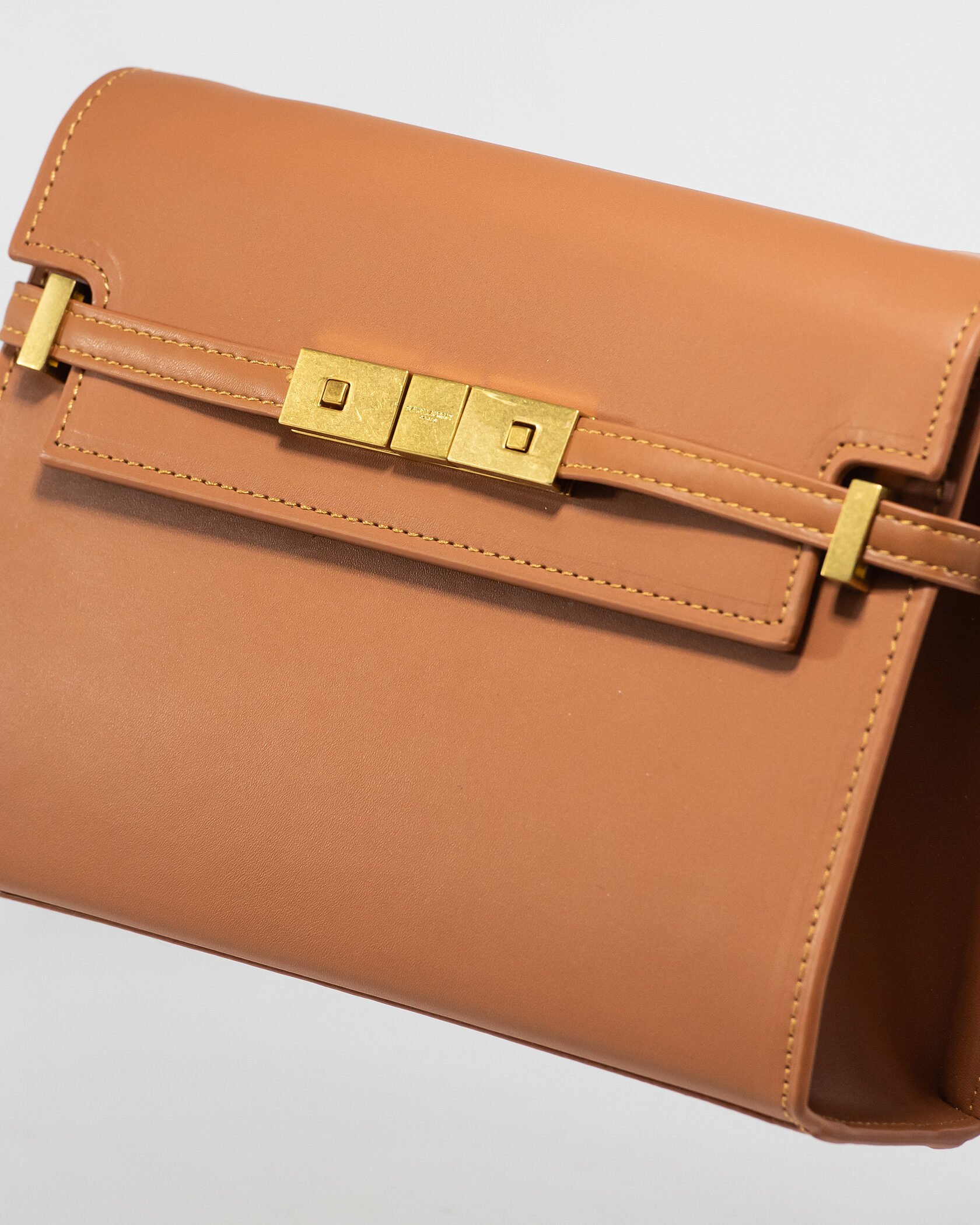 Saint Laurent Manhattan Medium Leather Shoulder Bag Brown - 6