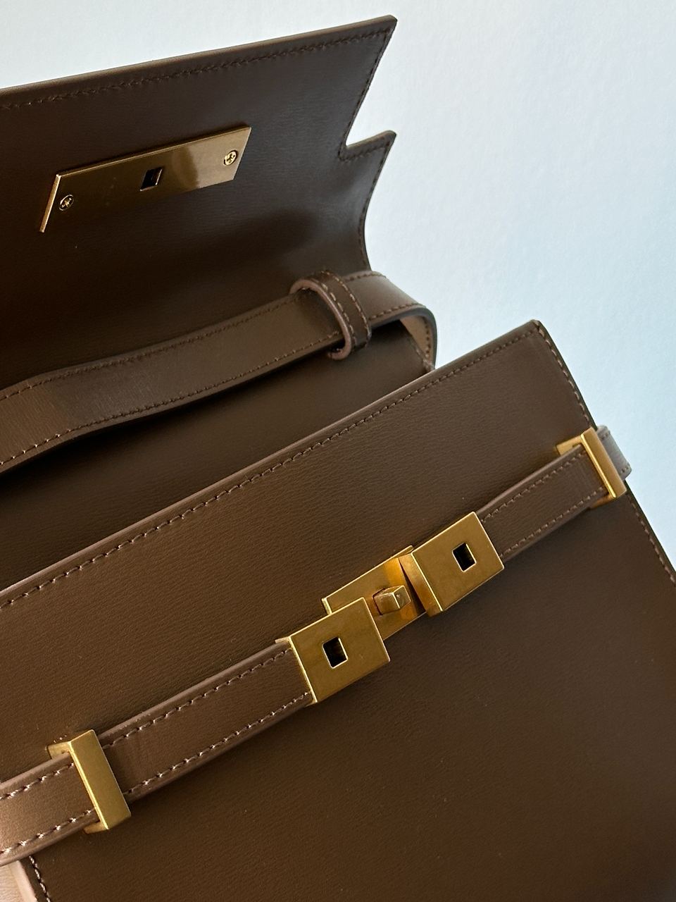 Saint Laurent Manhattan Medium Leather Shoulder Bag Brown - 11