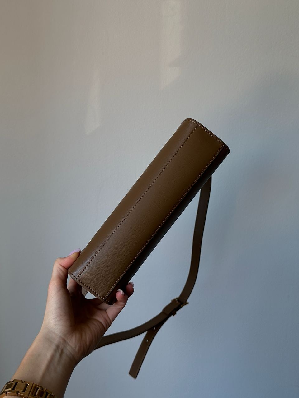 Saint Laurent Manhattan Medium Leather Shoulder Bag Brown - 13