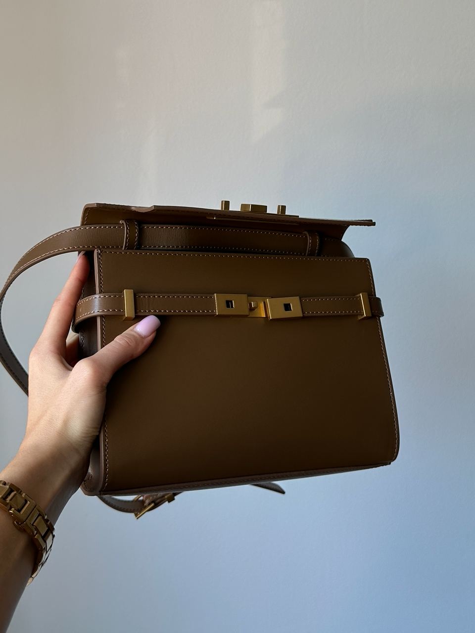 Saint Laurent Manhattan Medium Leather Shoulder Bag Brown - 7