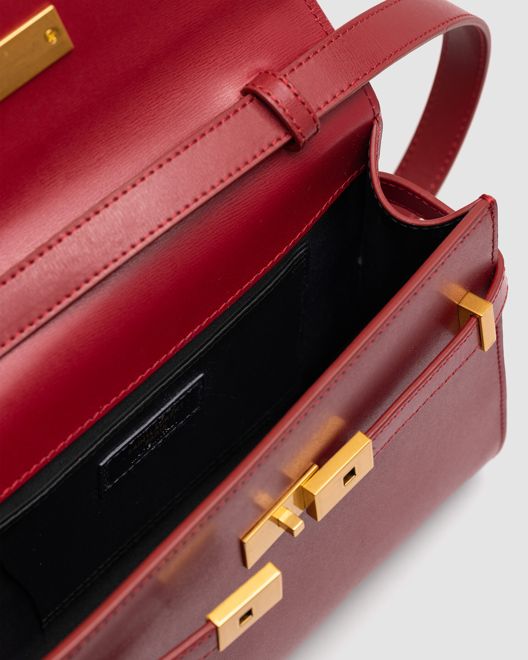 Saint Laurent Manhattan Medium Leather Shoulder Bag Burgundy - 13