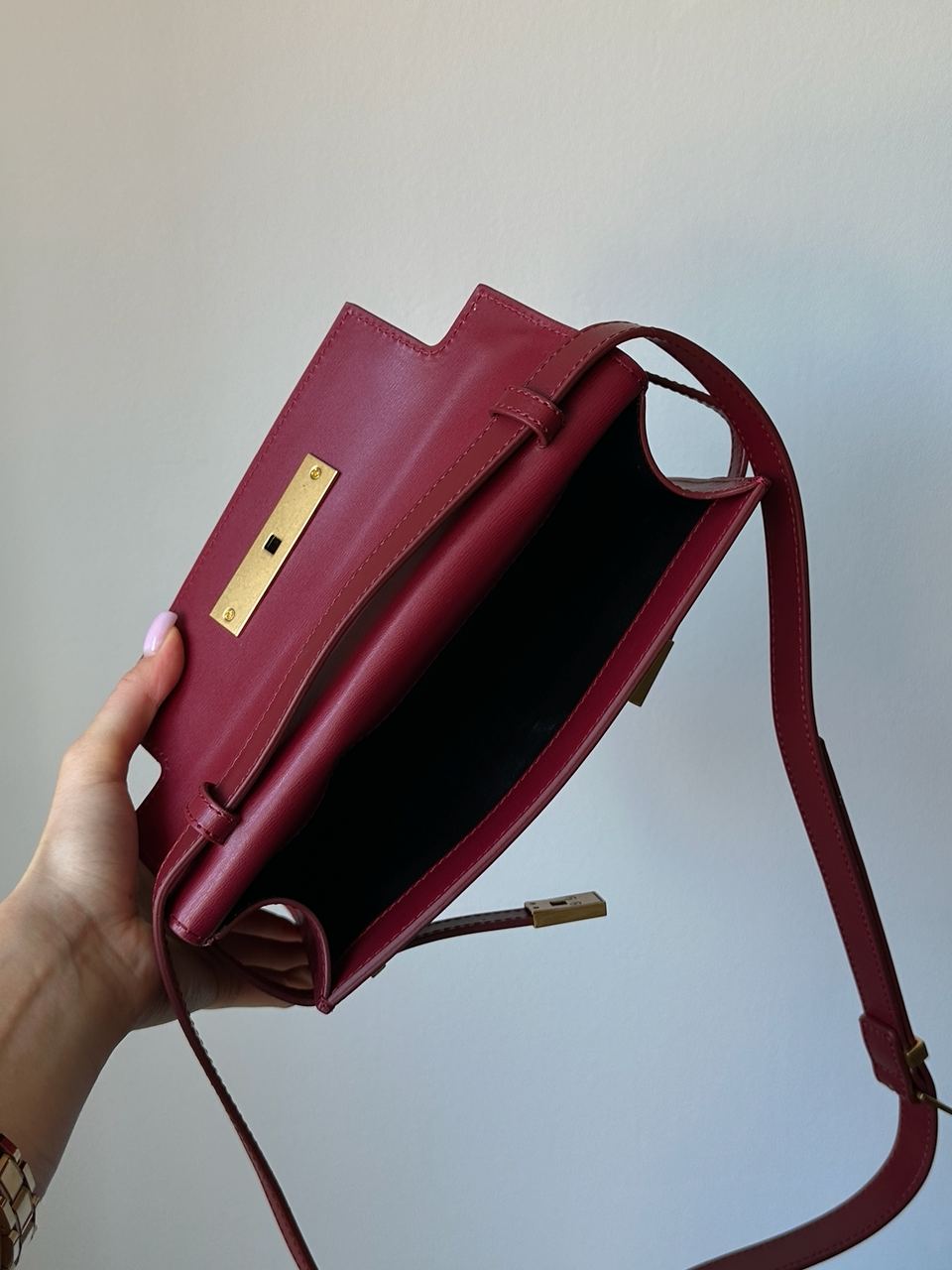 Saint Laurent Manhattan Medium Leather Shoulder Bag Burgundy - 14