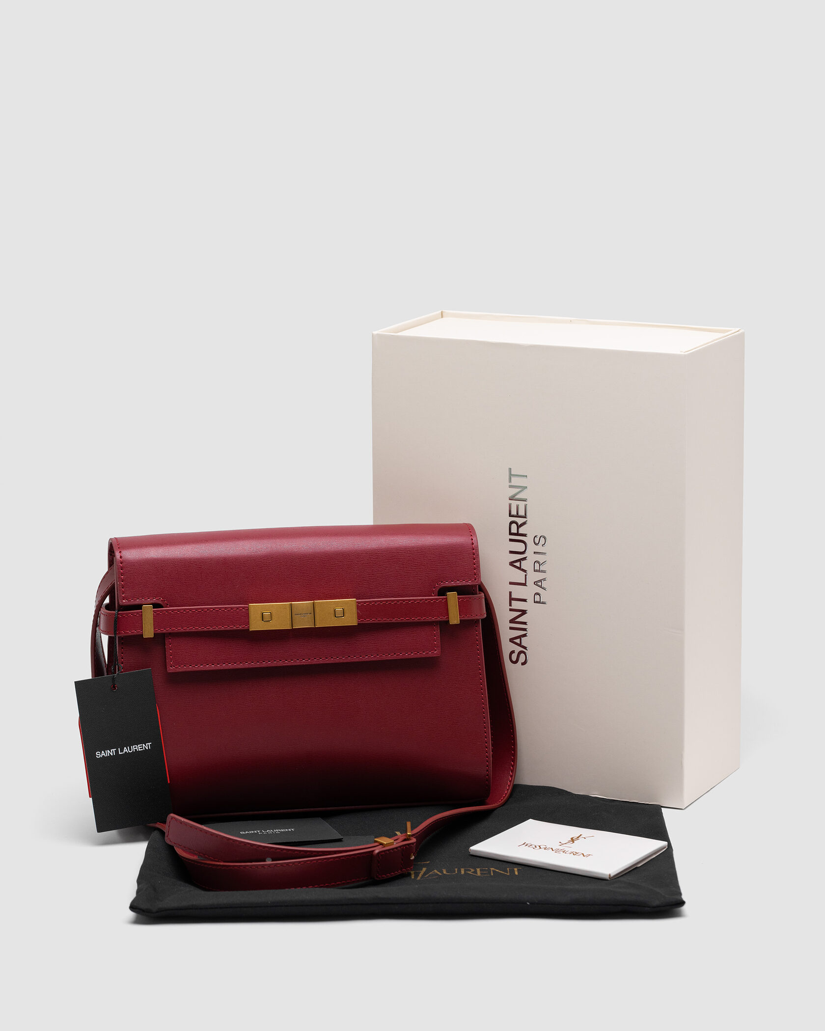 Saint Laurent Manhattan Medium Leather Shoulder Bag Burgundy - 2